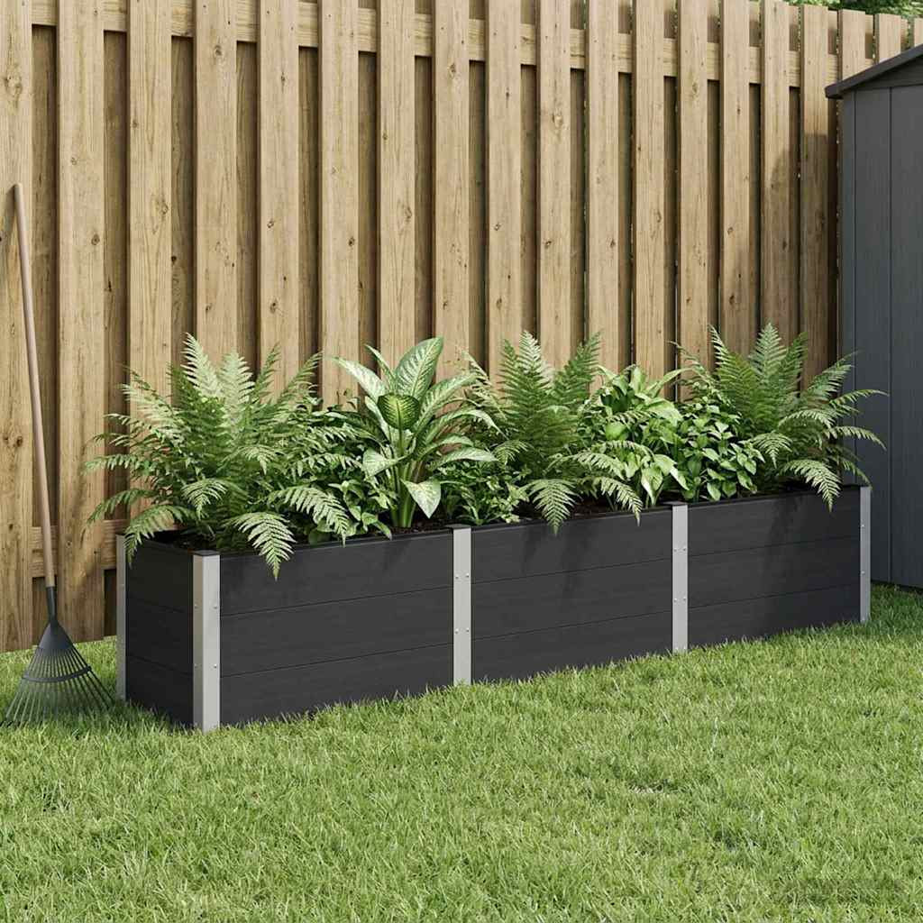 vidaXL Hochbeet Schwarz 300 x 50 x 54 cm WPC und Aluminium