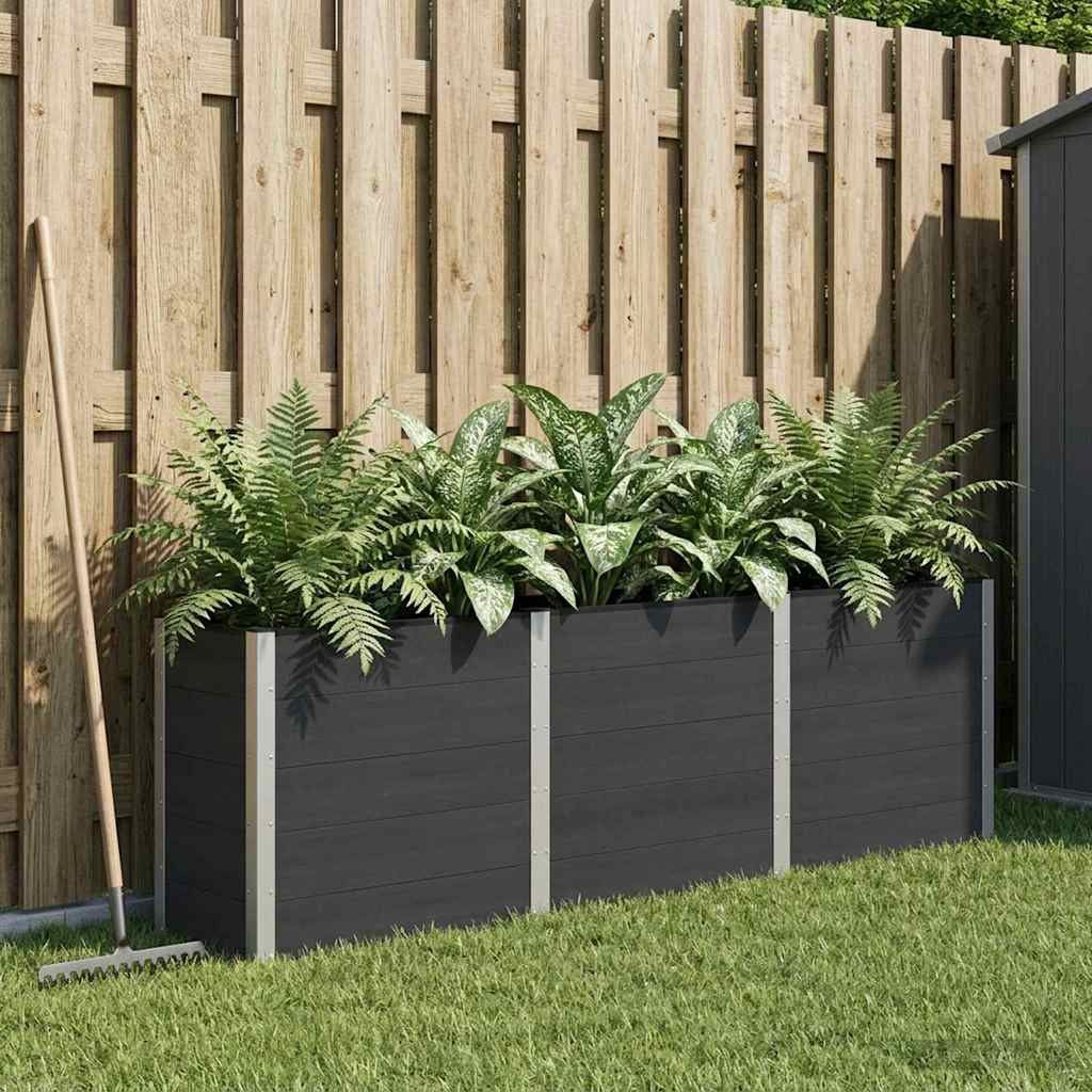 vidaXL Hochbeet Schwarz 300 x 50 x 91 cm WPC und Aluminium