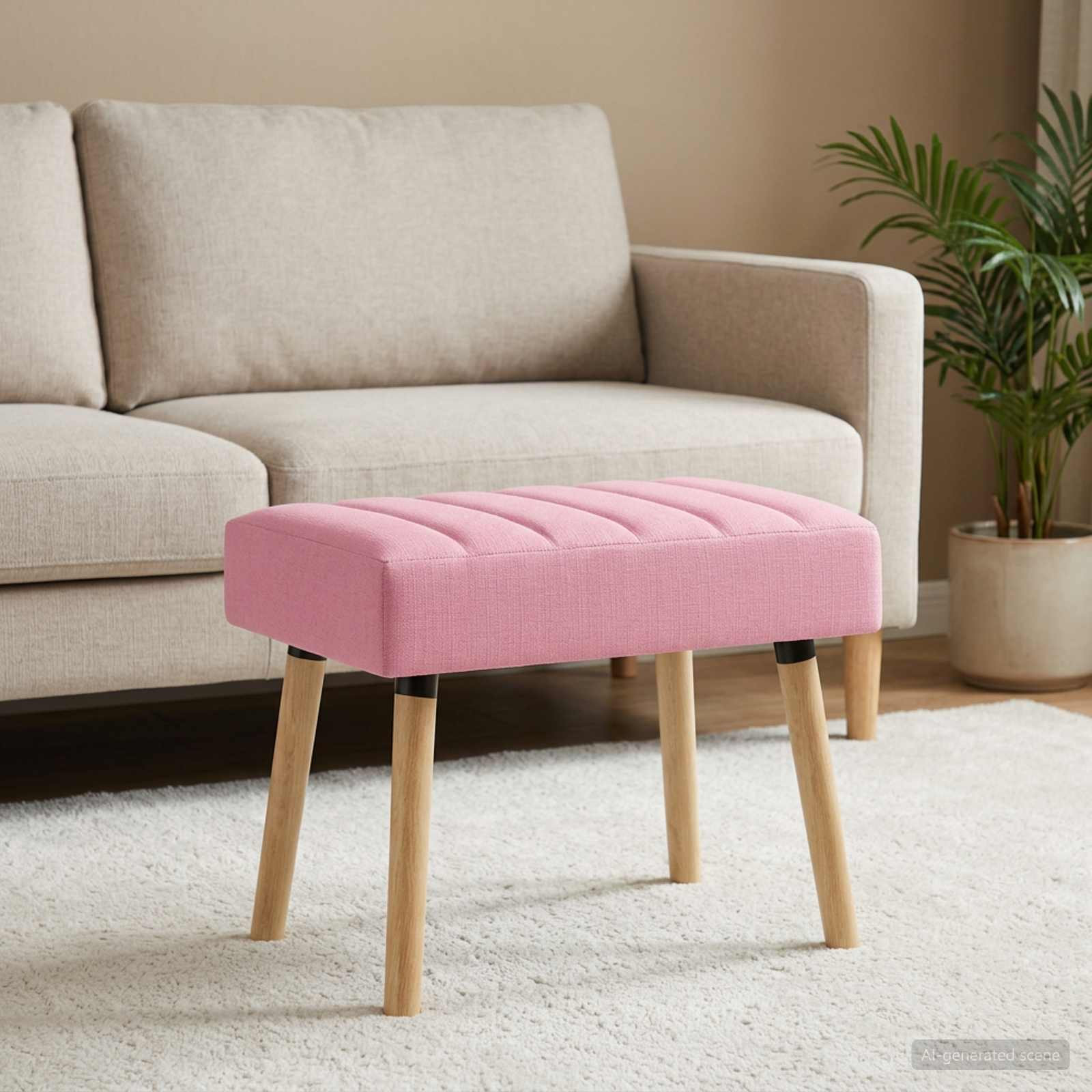 vidaXL Kanalgepolsterte Bank Rosa 60 x 40 x 45 cm Stoff