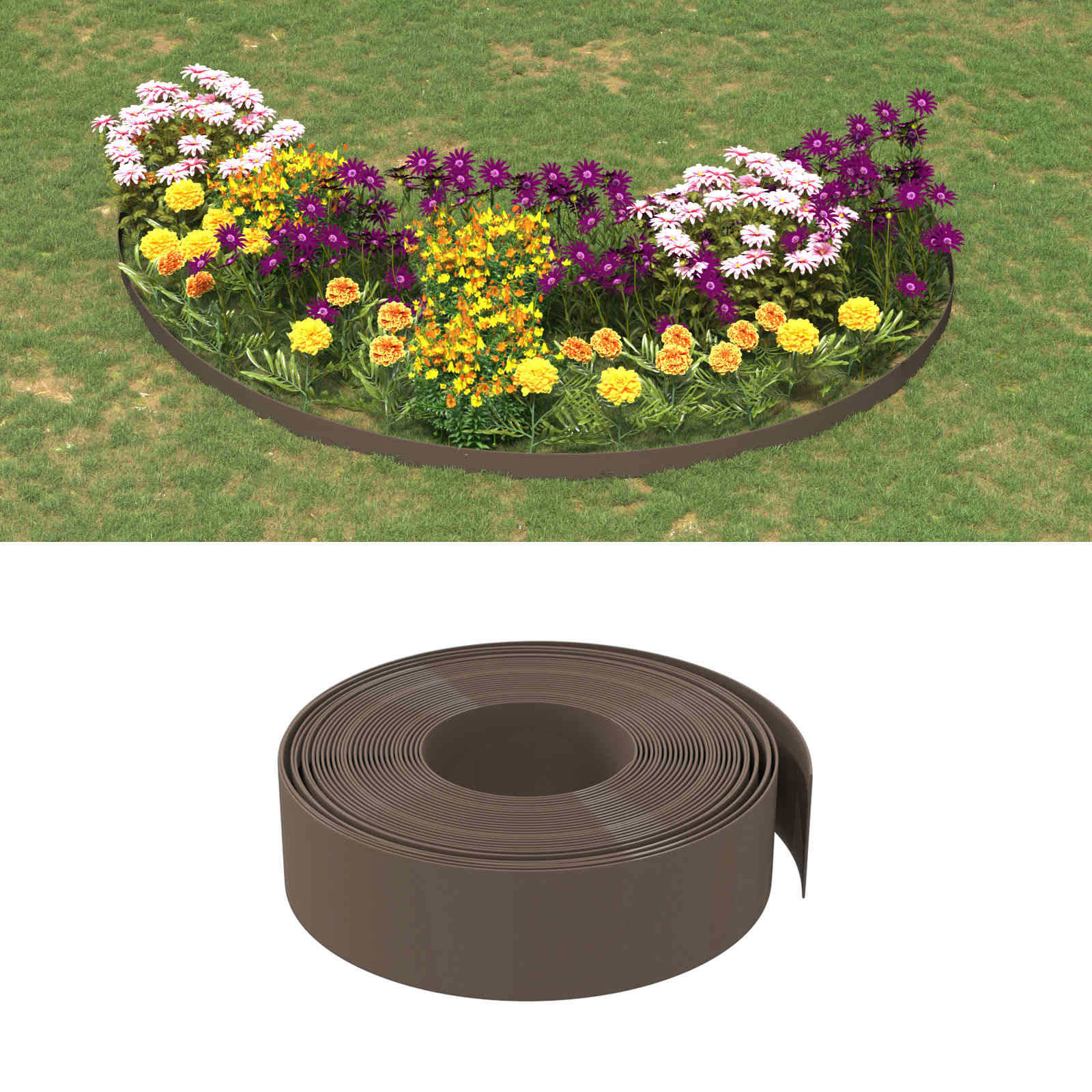 vidaXL Gartenumrandung 25 m 15 cm PE Braun