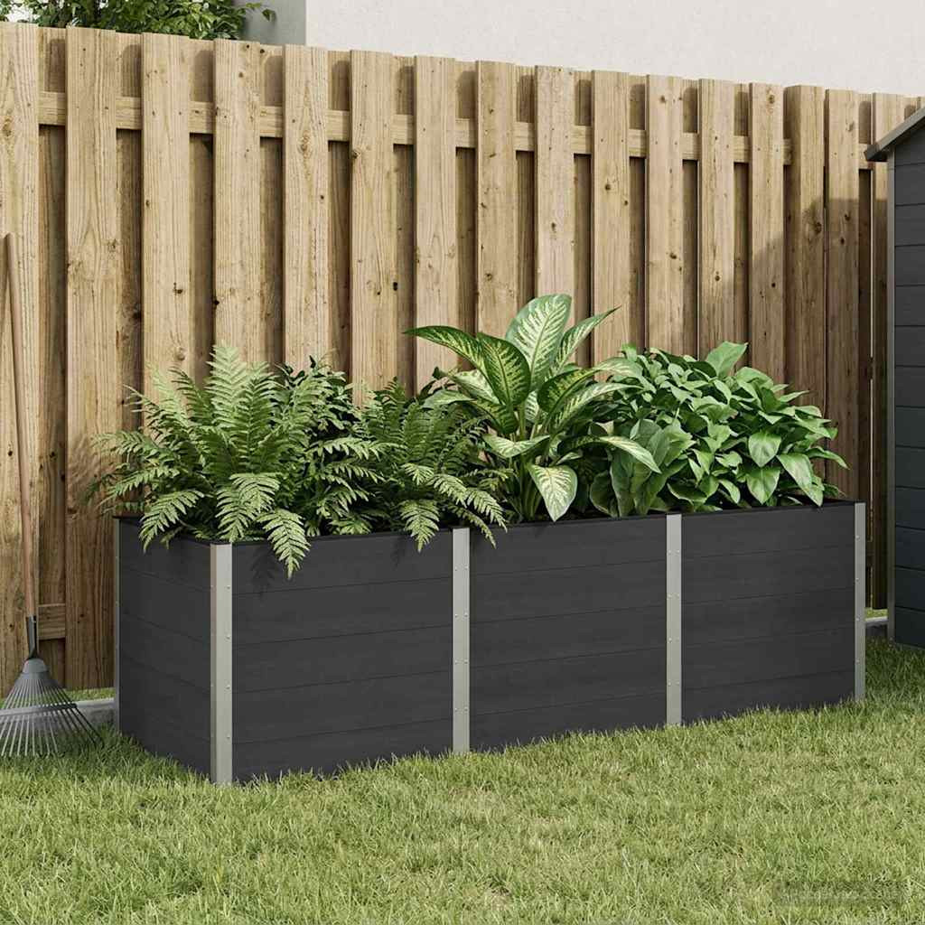 vidaXL Hochbeet Schwarz 300 x 100 x 91 cm WPC und Aluminium
