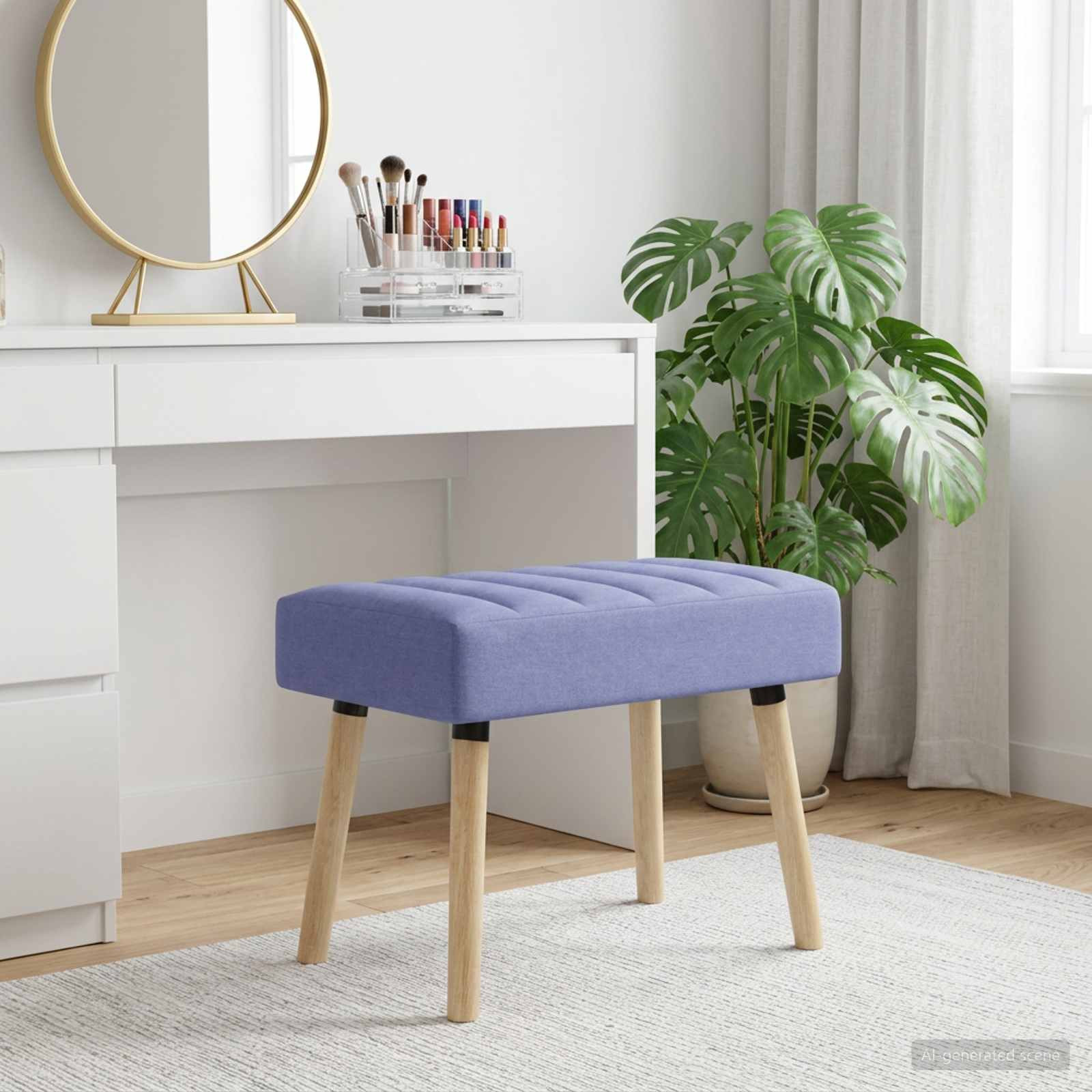 vidaXL Kanalgepolsterte Bank Jeans blau 60 x 40 x 45 cm Stoff