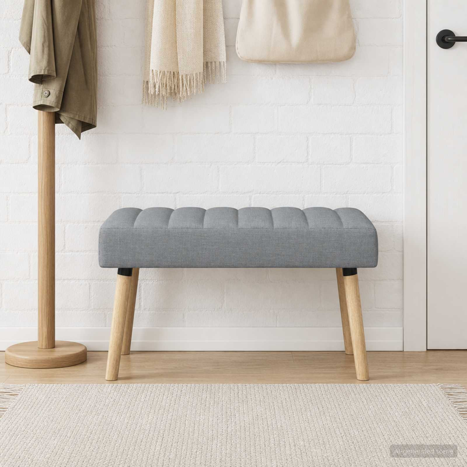 vidaXL Kanalgepolsterte Bank Hellgrau 80 x 40 x 46 cm Stoff