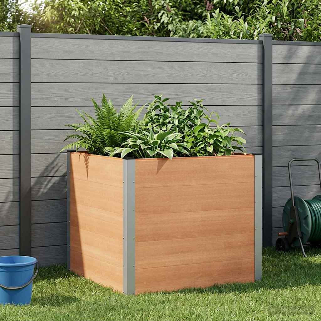 vidaXL Hochbeet Braun 100 x 100 x 91 cm WPC und Aluminium
