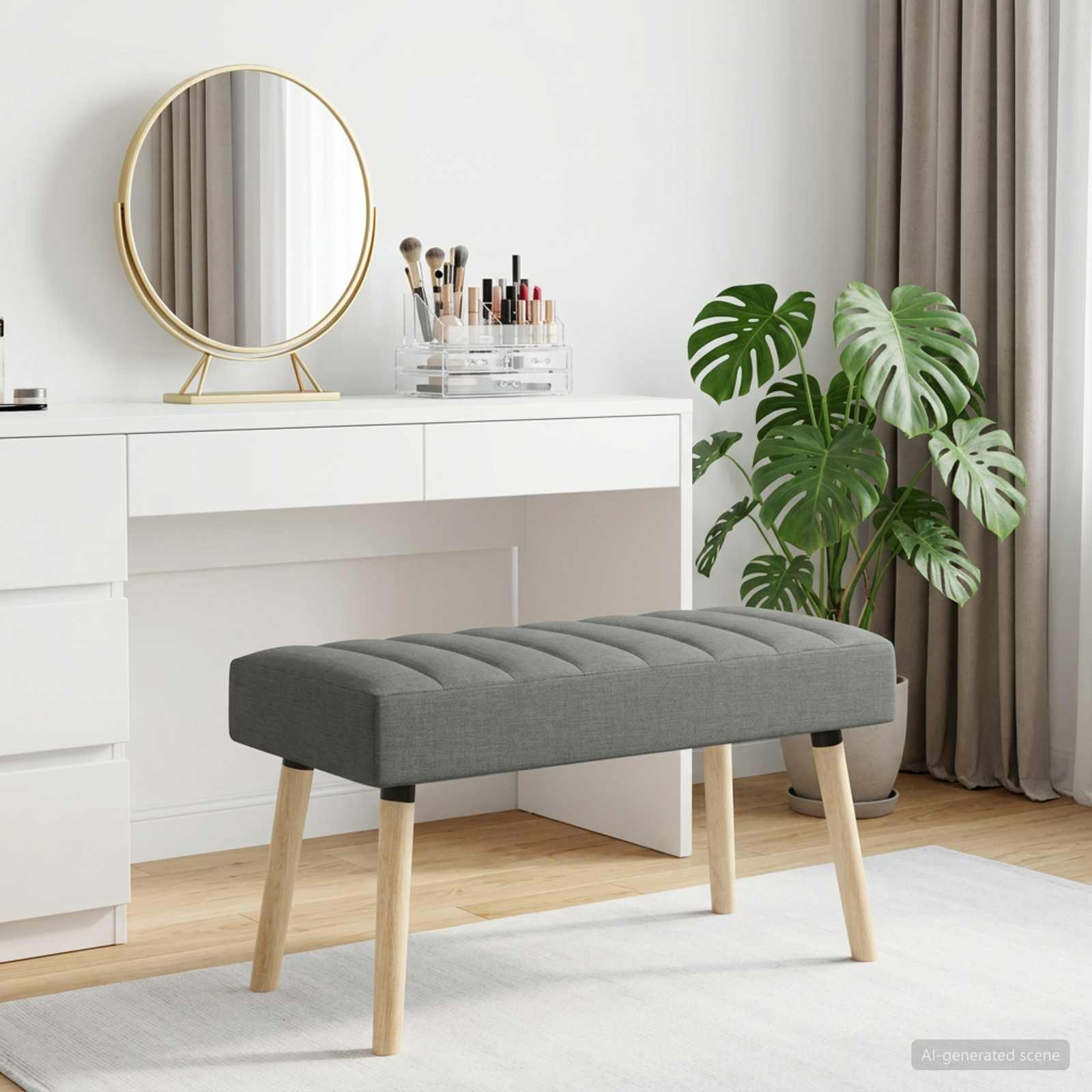 vidaXL Kanalgepolsterte Bank Dunkelgrau 80 x 40 x 46 cm Stoff