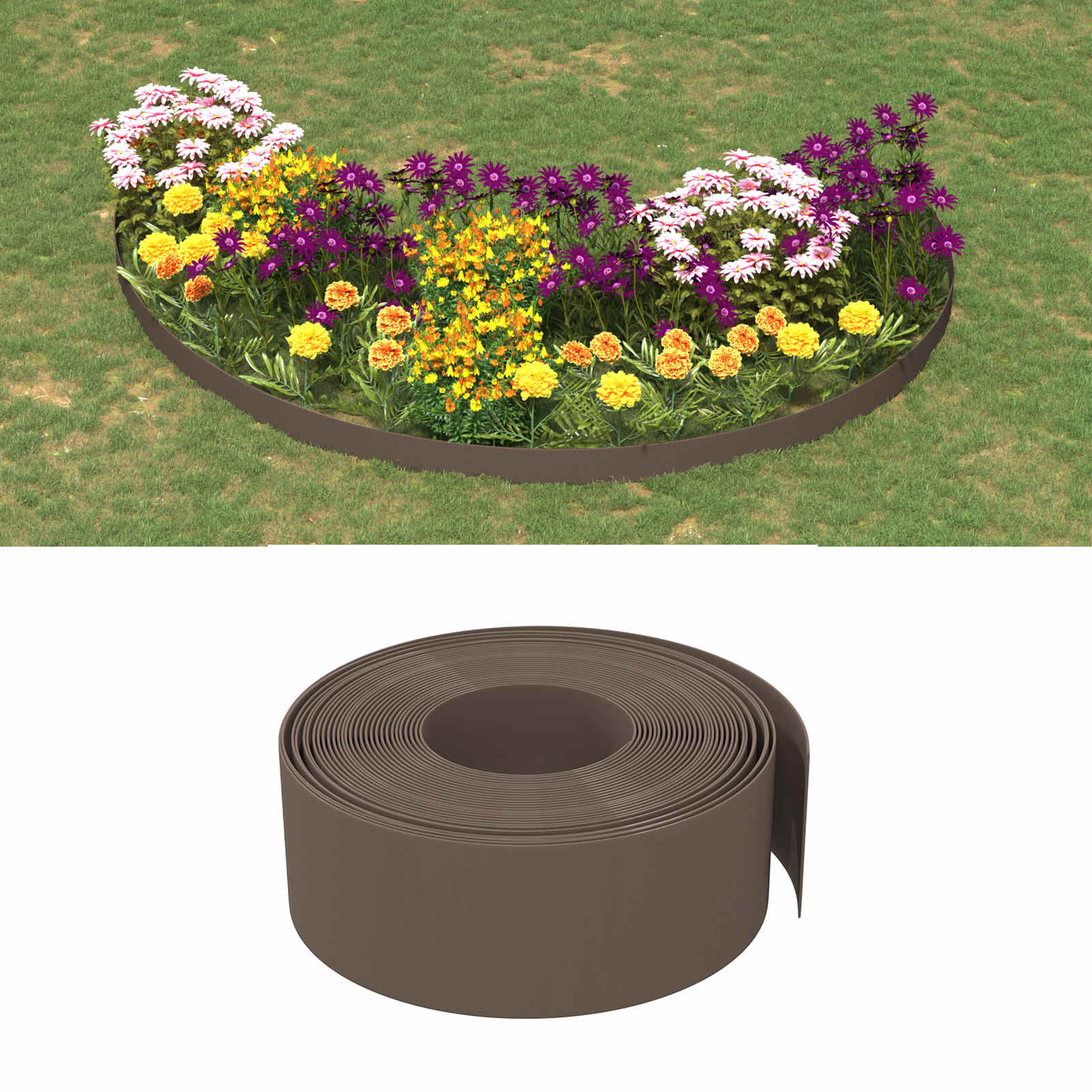 vidaXL Gartenumrandung 25 m 20 cm PE Braun