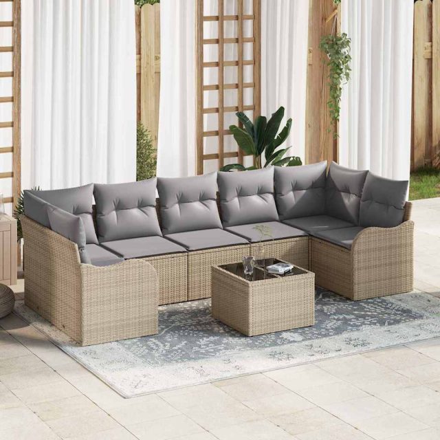 vidaXL Gartensofa-set Beige 55 x 55 x 37 cm Poly-Rattan