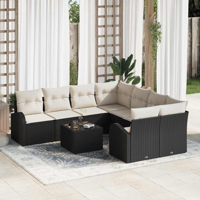 vidaXL Gartensofa-set Schwarz 55 x 55 x 37 cm Poly-Rattan