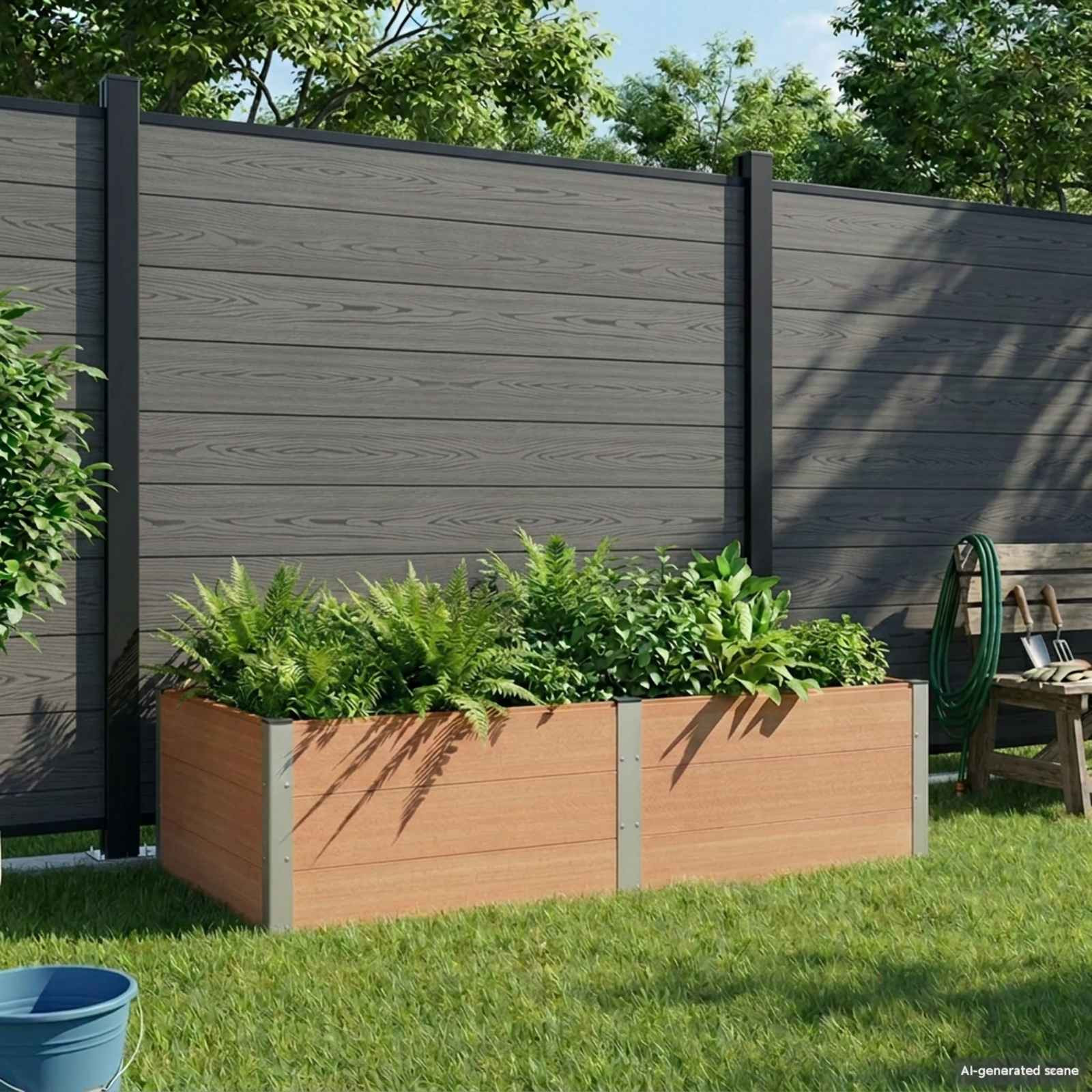 vidaXL Hochbeet Braun 200 x 100 x 54 cm WPC und Aluminium