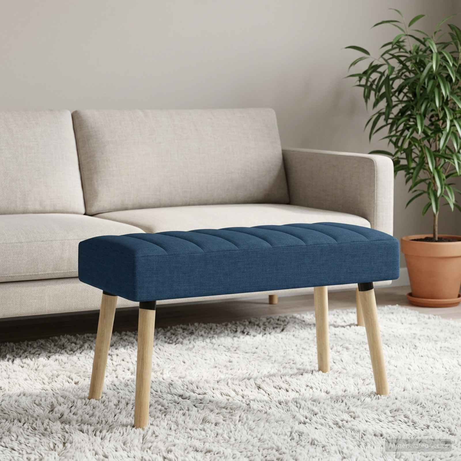 vidaXL Kanalgepolsterte Bank Blau 80 x 40 x 46 cm Stoff