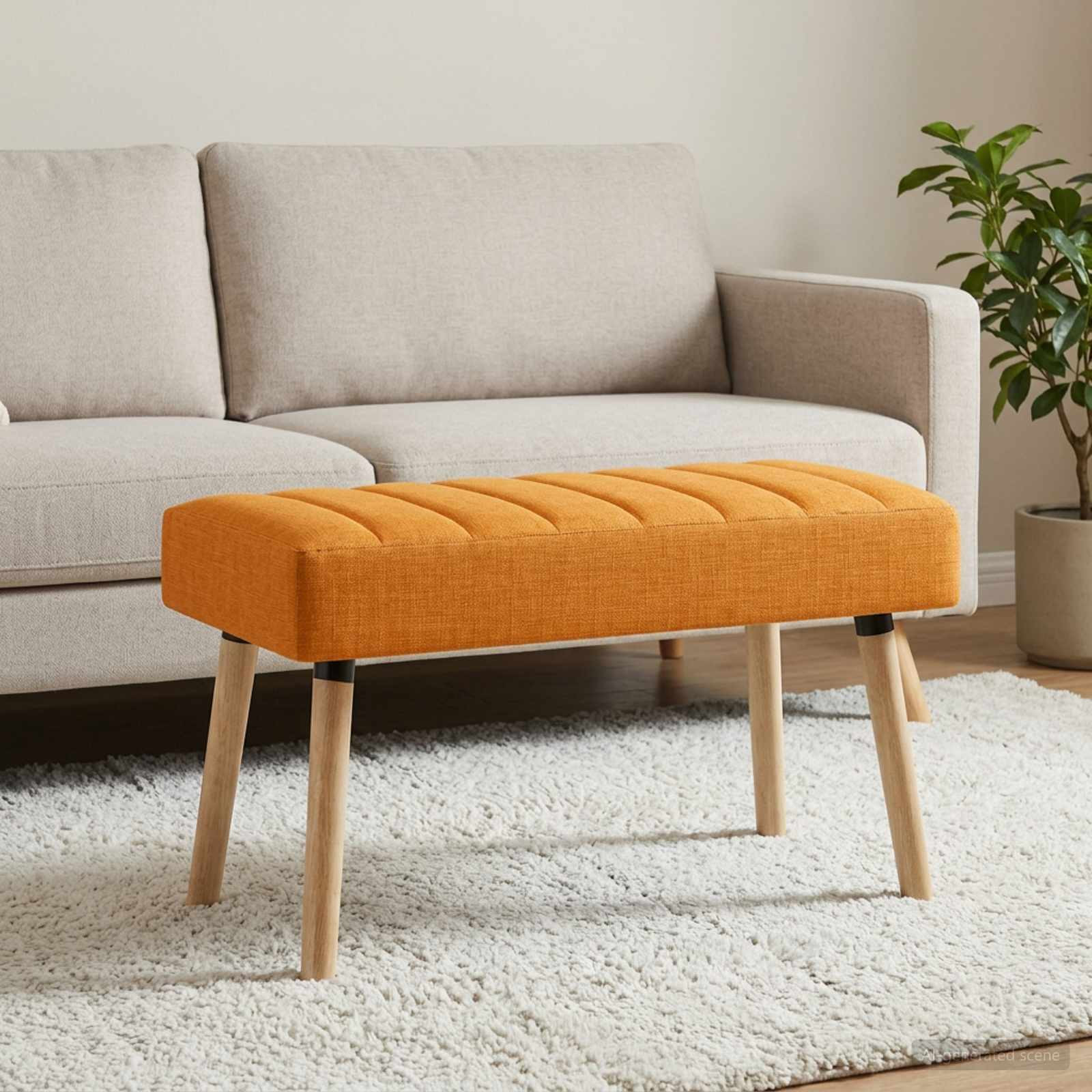 vidaXL Kanalgepolsterte Bank Dunkelgelb 80 x 40 x 46 cm Stoff