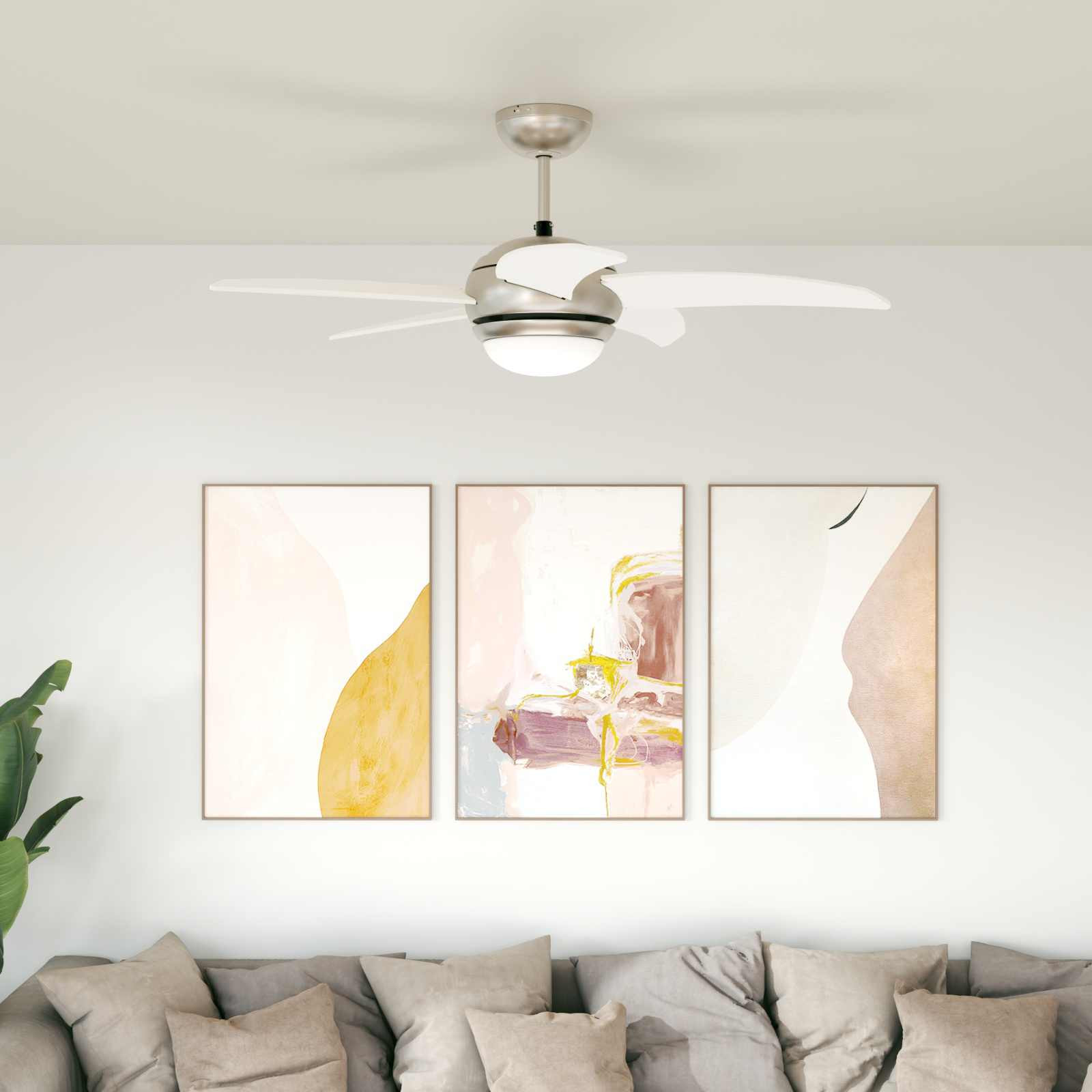 vidaXL Deckenventilator mit Licht und Fernbedienung Ø 110 cm Weiß