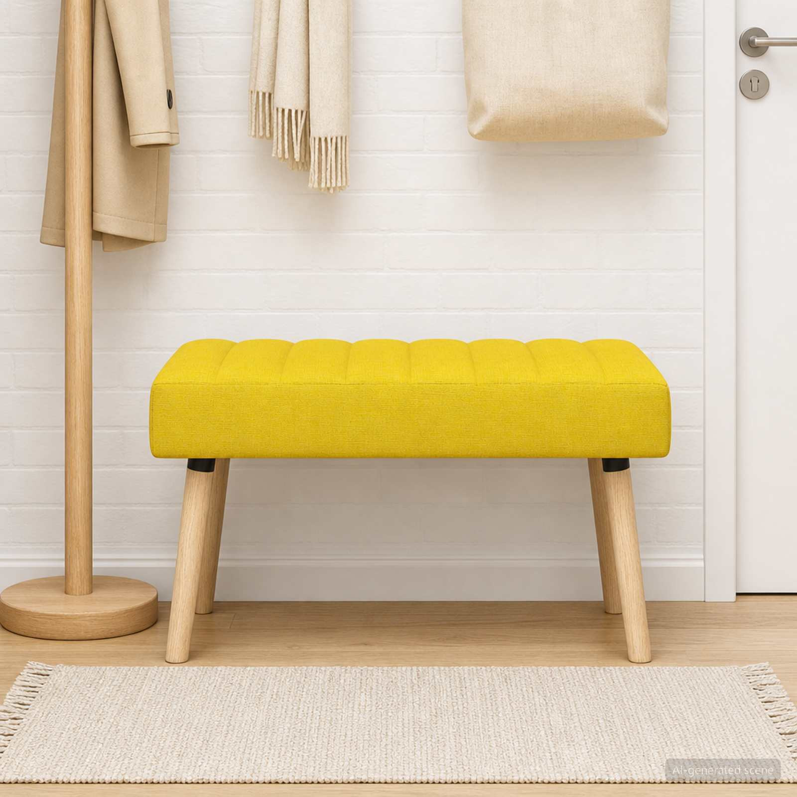 vidaXL Kanalgepolsterte Bank Helles Gelb 80 x 40 x 46 cm Stoff
