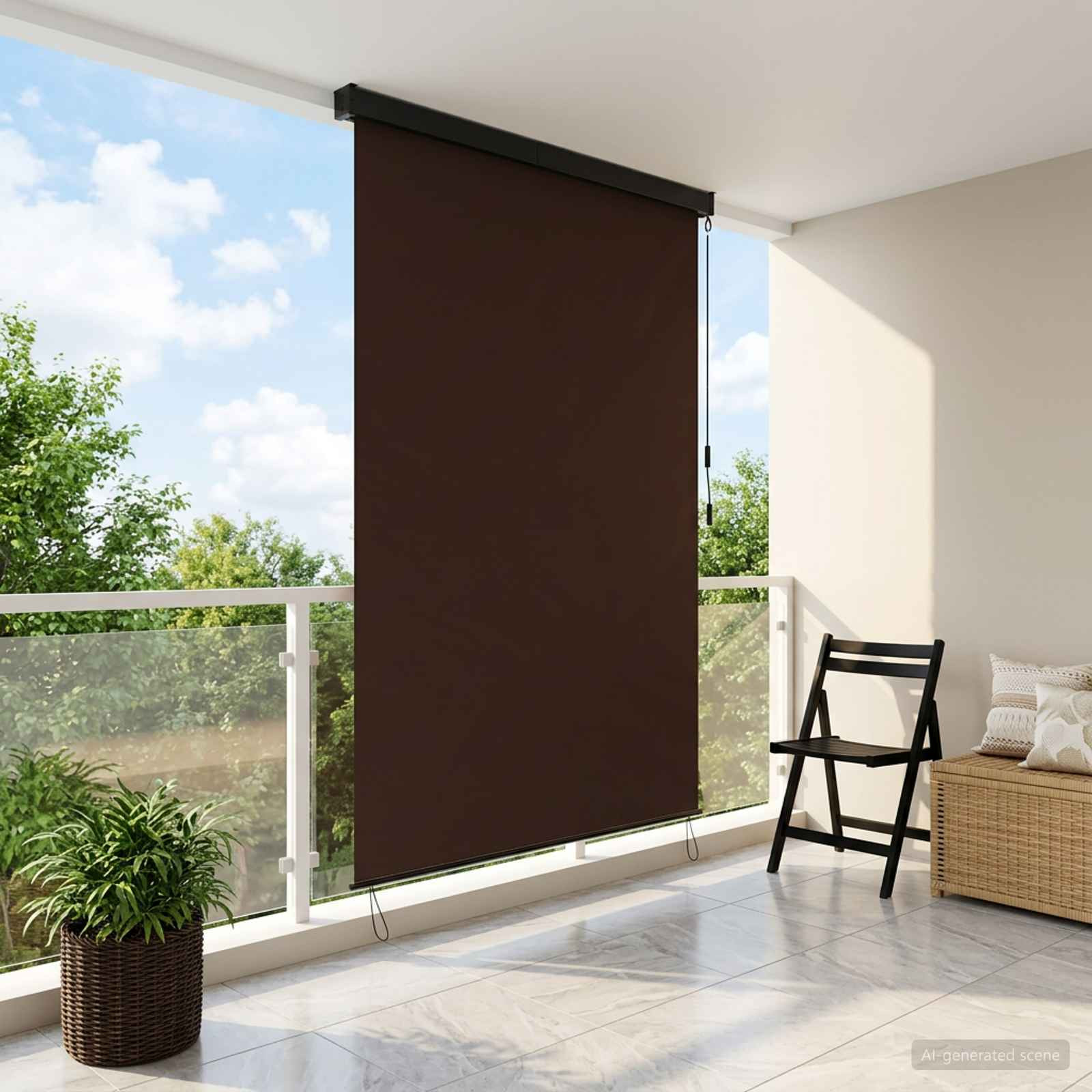 vidaXL Rollo Braun 60 x 250 cm Stoff und Aluminium