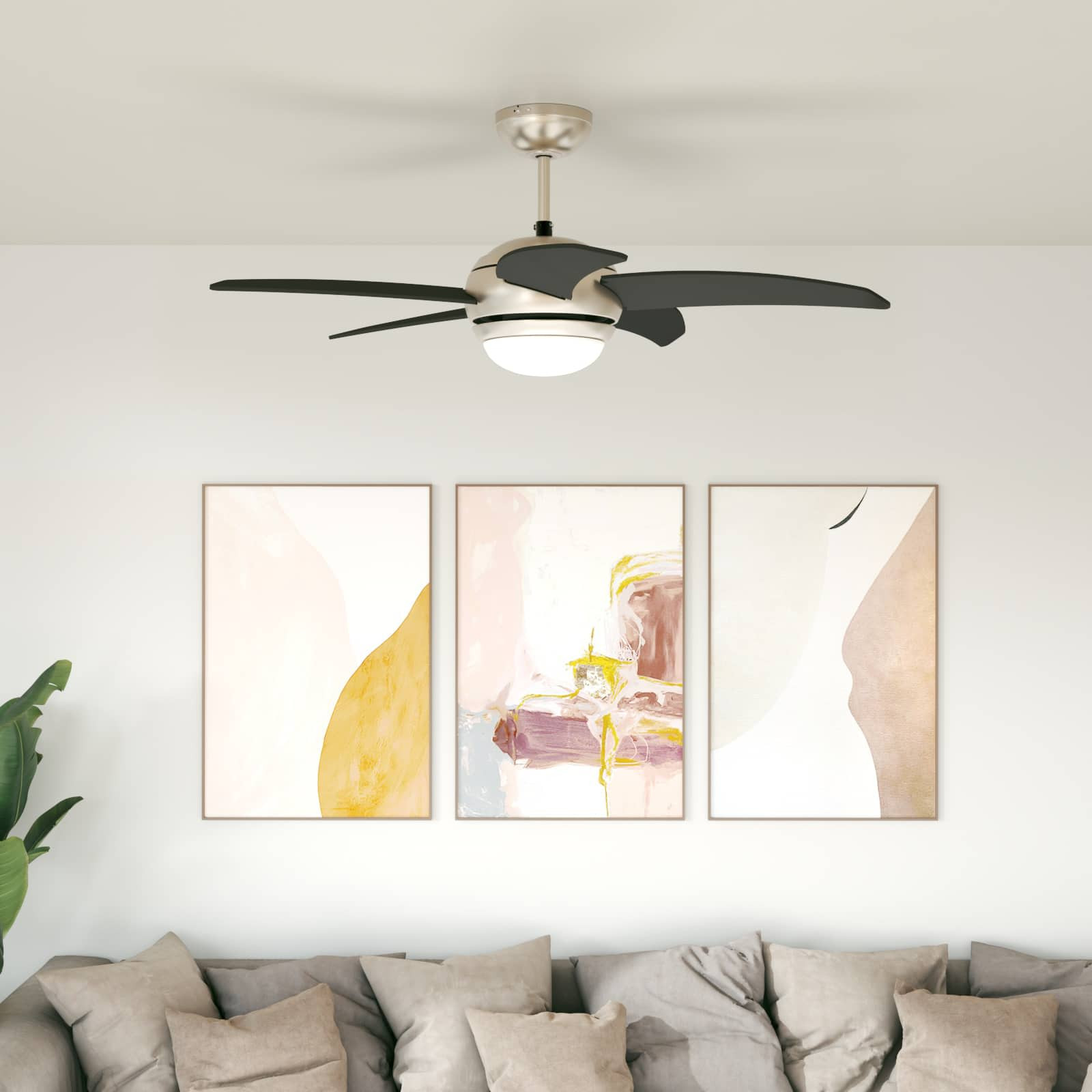 vidaXL Deckenventilator mit Licht und Fernbedienung Ø 110 cm Schwarz