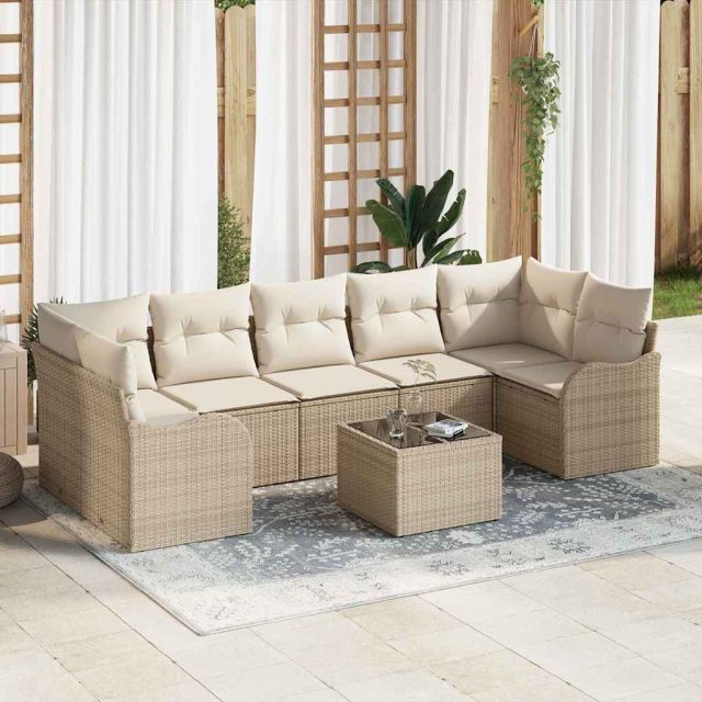 vidaXL Gartensofa-set Beige 55 x 55 x 37 cm Poly-Rattan