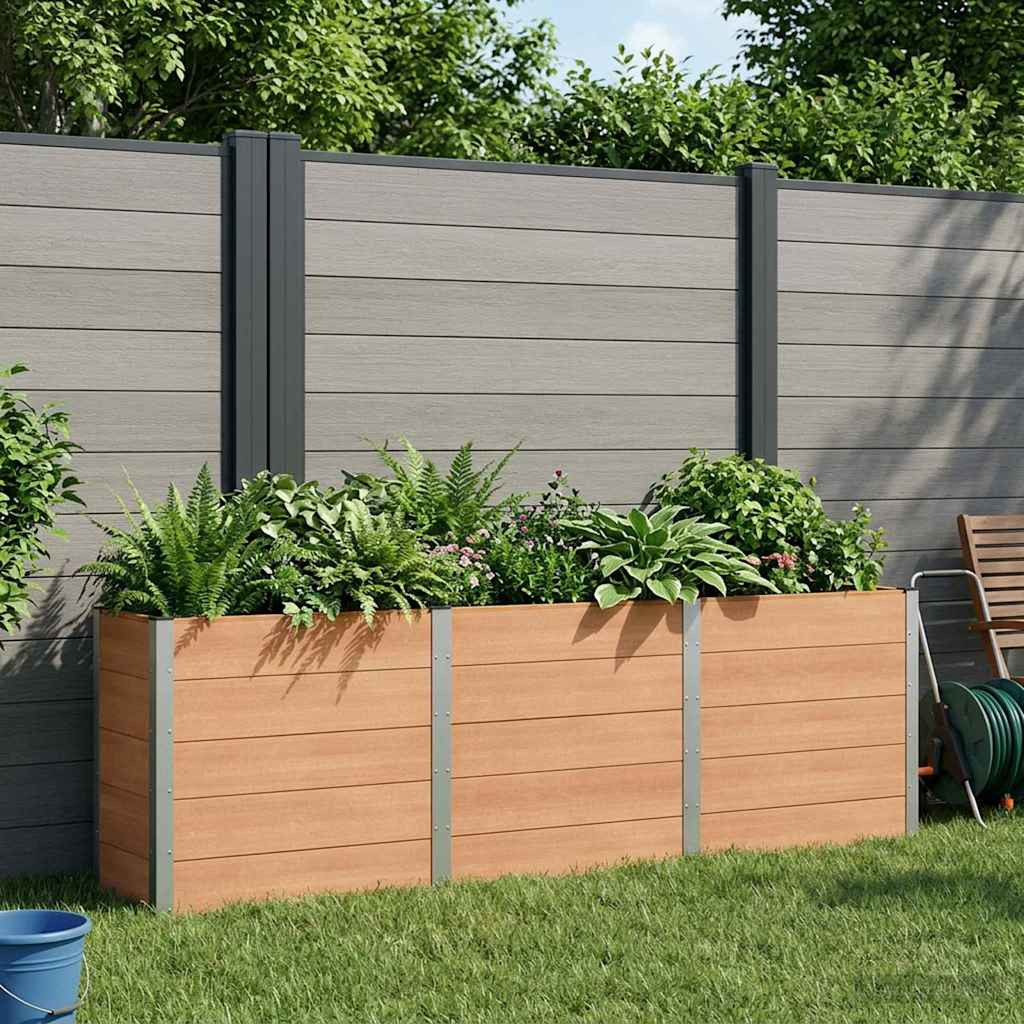 vidaXL Hochbeet Braun 300 x 50 x 91 cm WPC und Aluminium