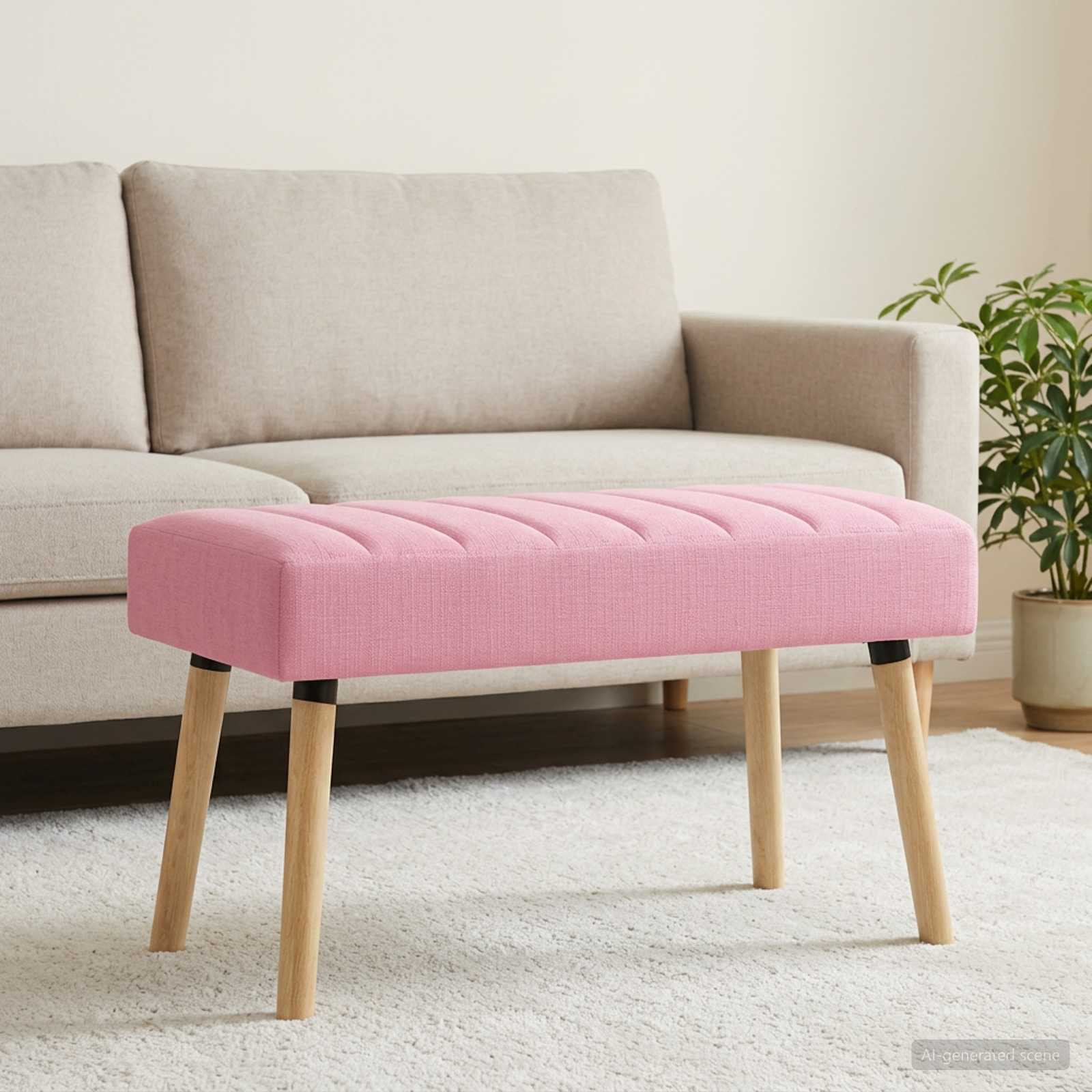 vidaXL Kanalgepolsterte Bank Rosa 80 x 40 x 46 cm Stoff