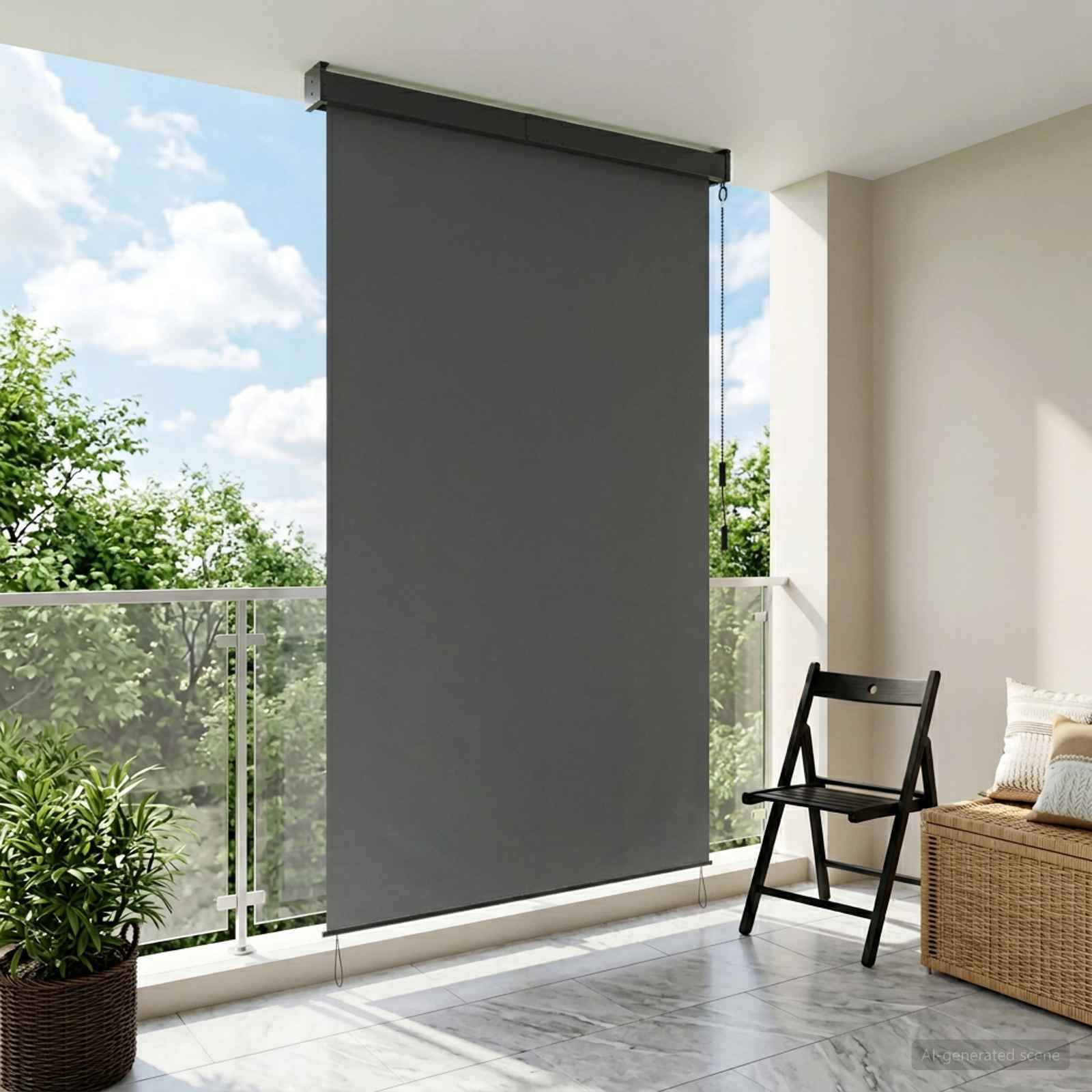 vidaXL Rollo Hellgrau 60 x 250 cm Stoff und Aluminium