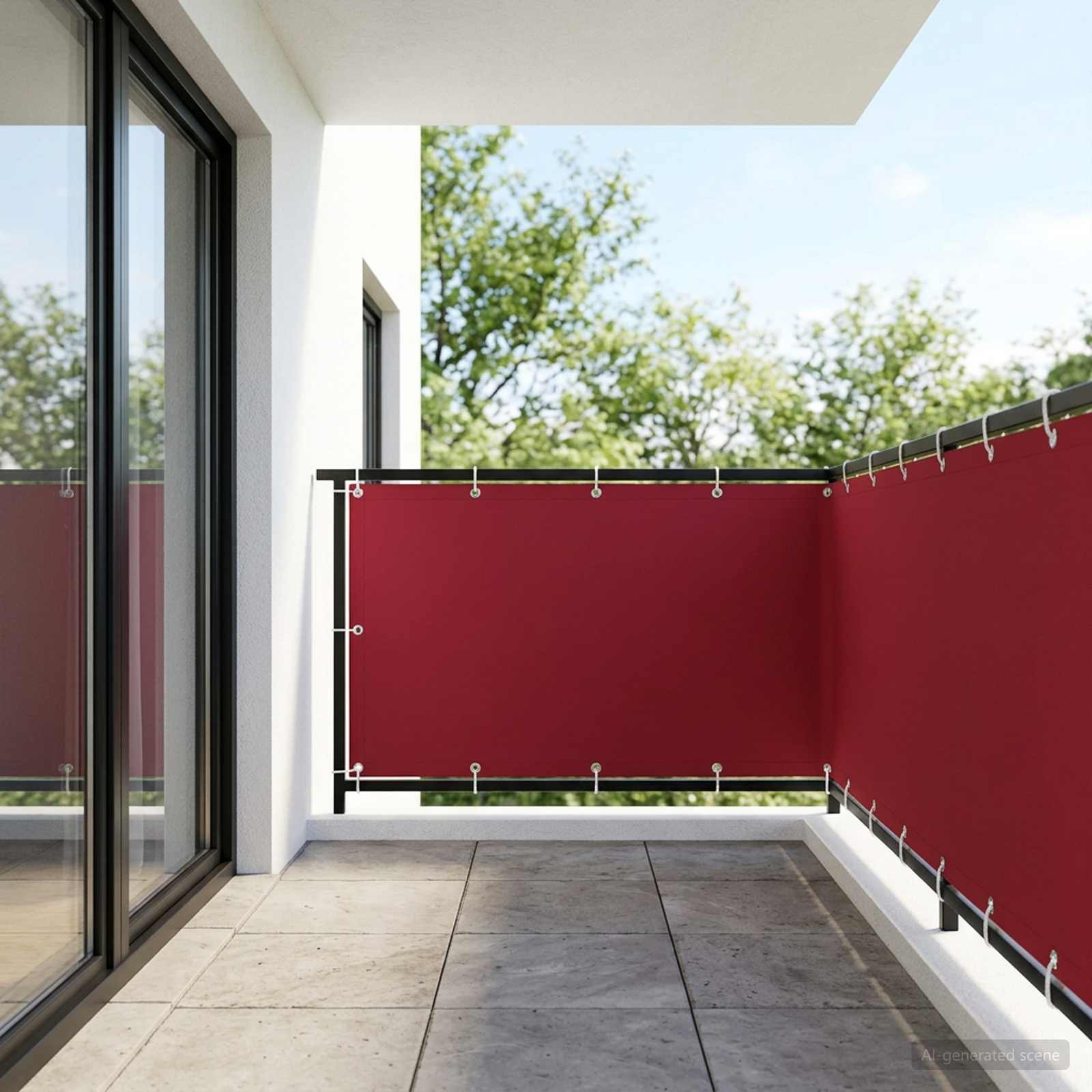 vidaXL Balkon Sichtschutz 150 x 500 cm Stoff mit PU-Beschichtung Rot