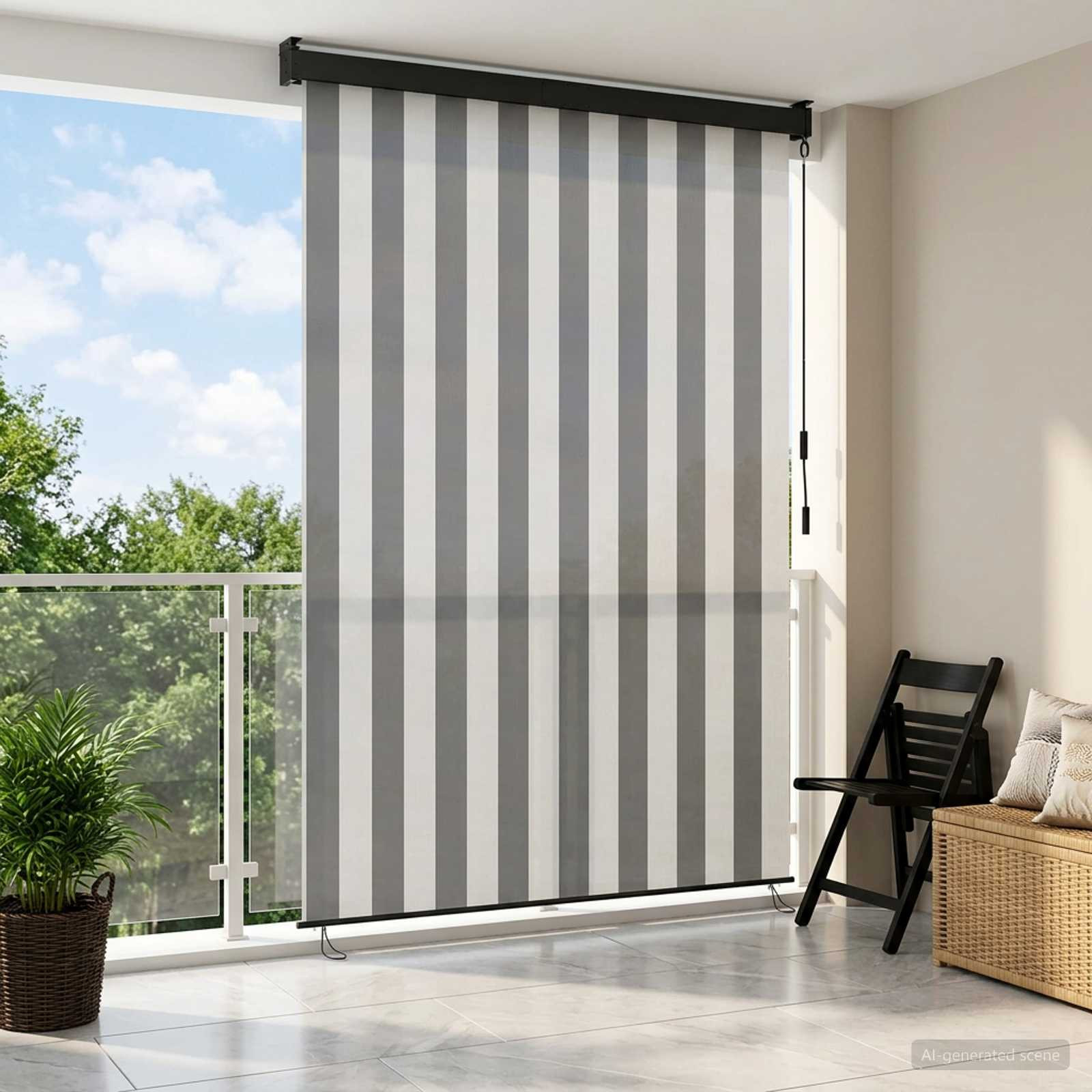 vidaXL Rollo Anthrazit und Weiß 60 x 250 cm Stoff und Aluminium