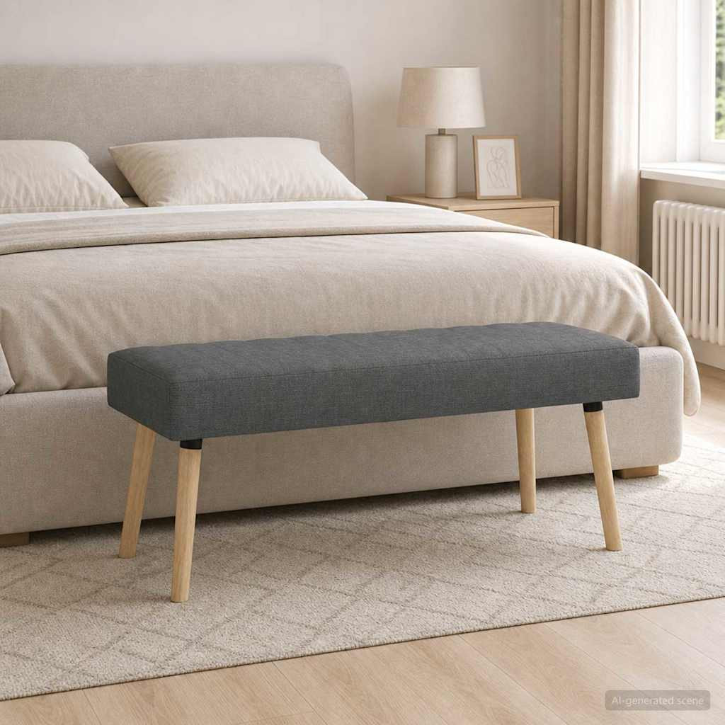 vidaXL Kanalgepolsterte Bank Dunkelgrau 110 x 40 x 46 cm Stoff