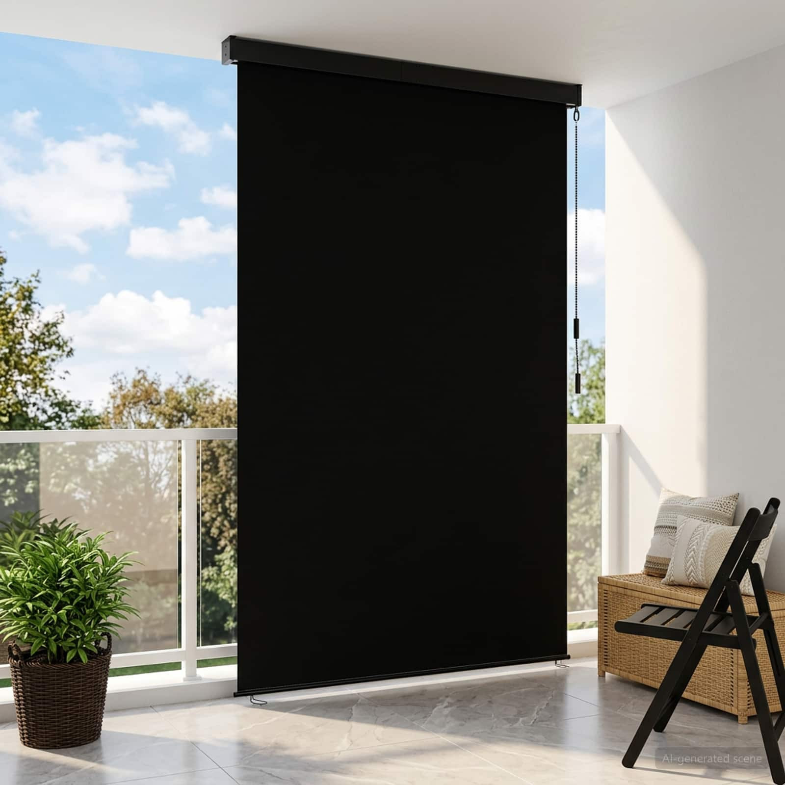vidaXL Rollo Schwarz 80 x 250 cm Stoff und Aluminium