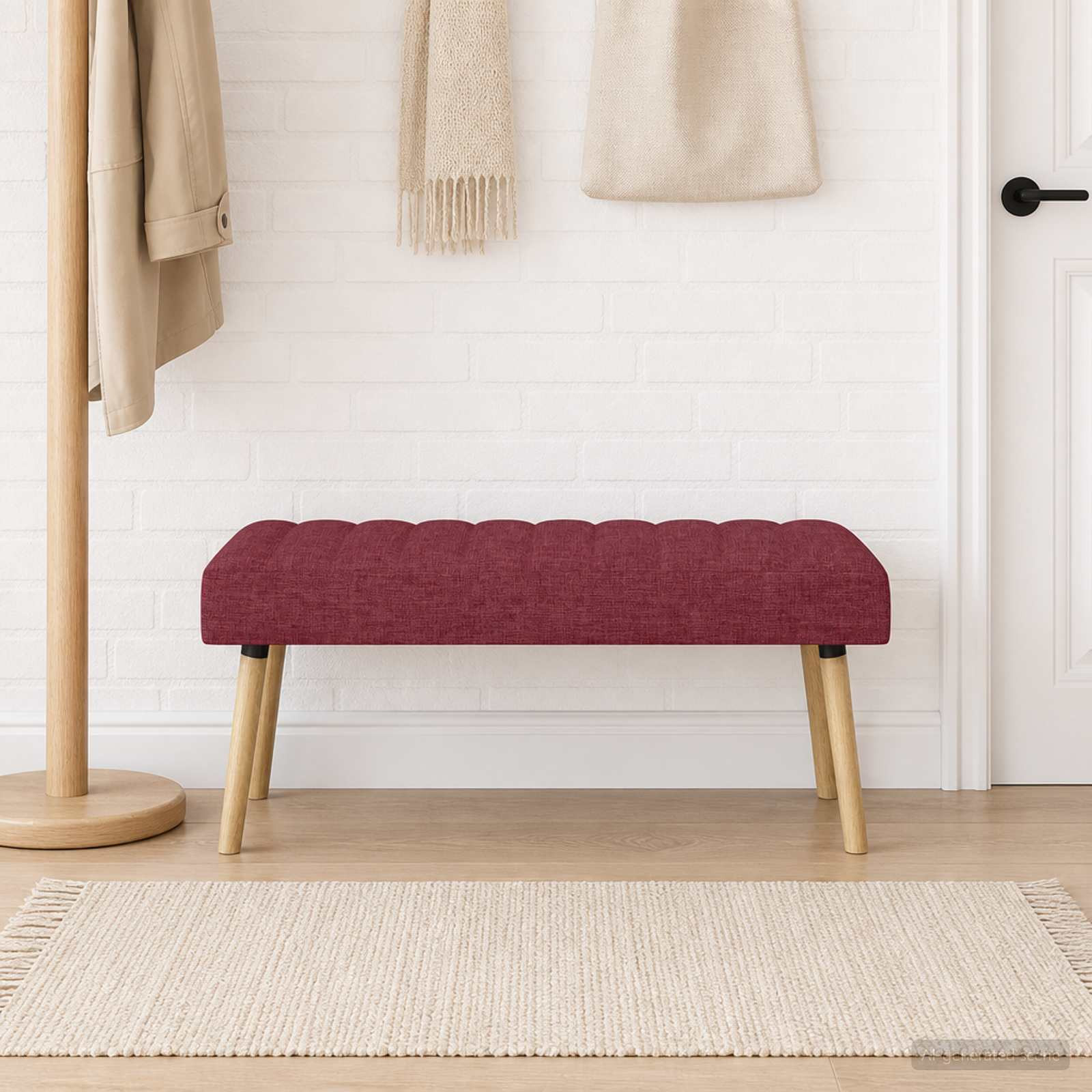 vidaXL Kanalgepolsterte Bank Weinrot 110 x 40 x 46 cm Stoff