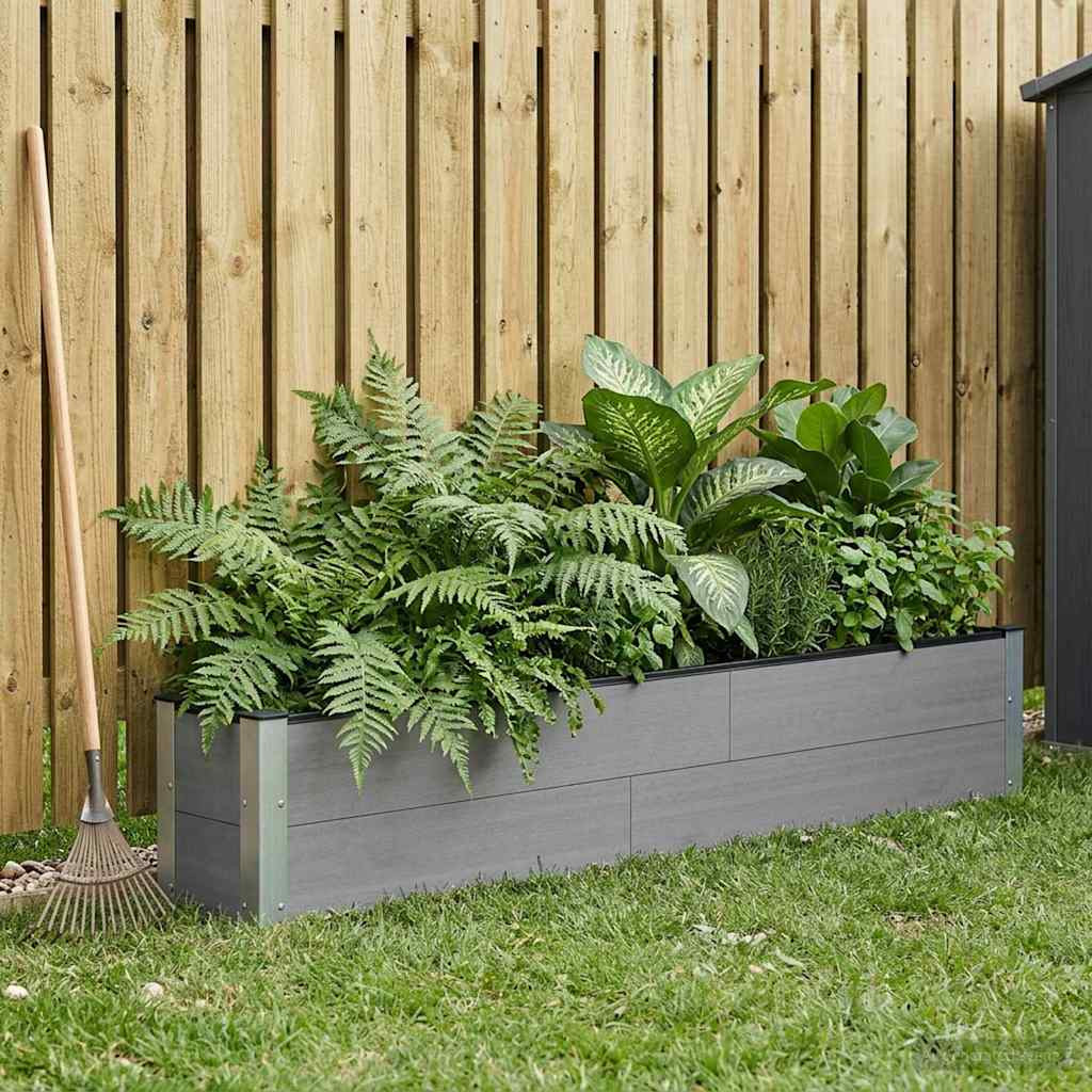 vidaXL Hochbeet Grau 200 x 30 x 36 cm WPC und Aluminium