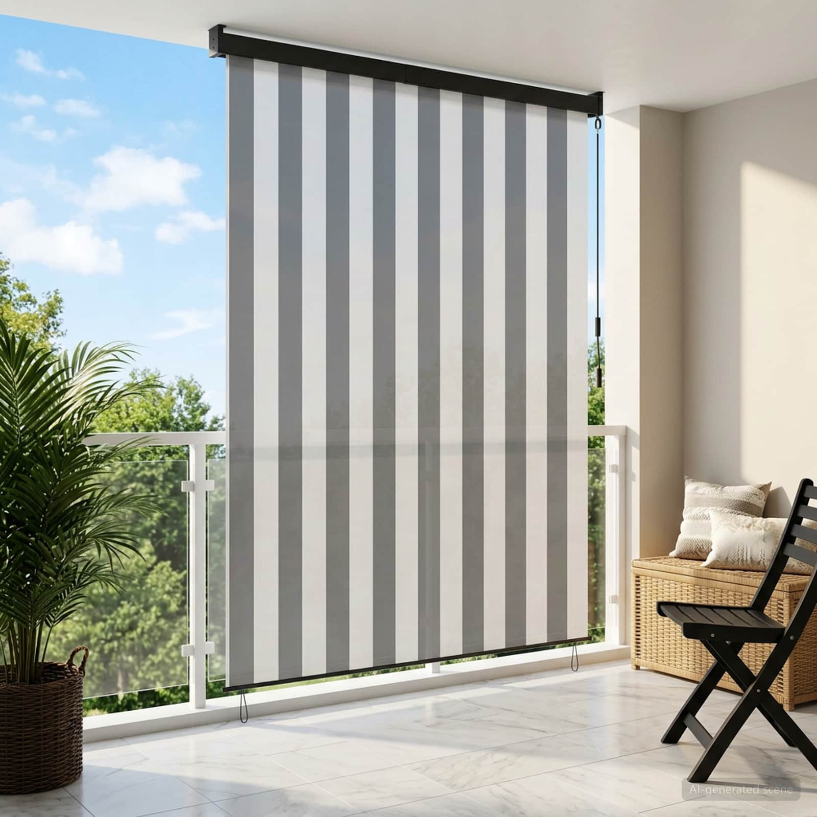 vidaXL Rollo Anthrazit und Weiß 80 x 250 cm Stoff und Aluminium
