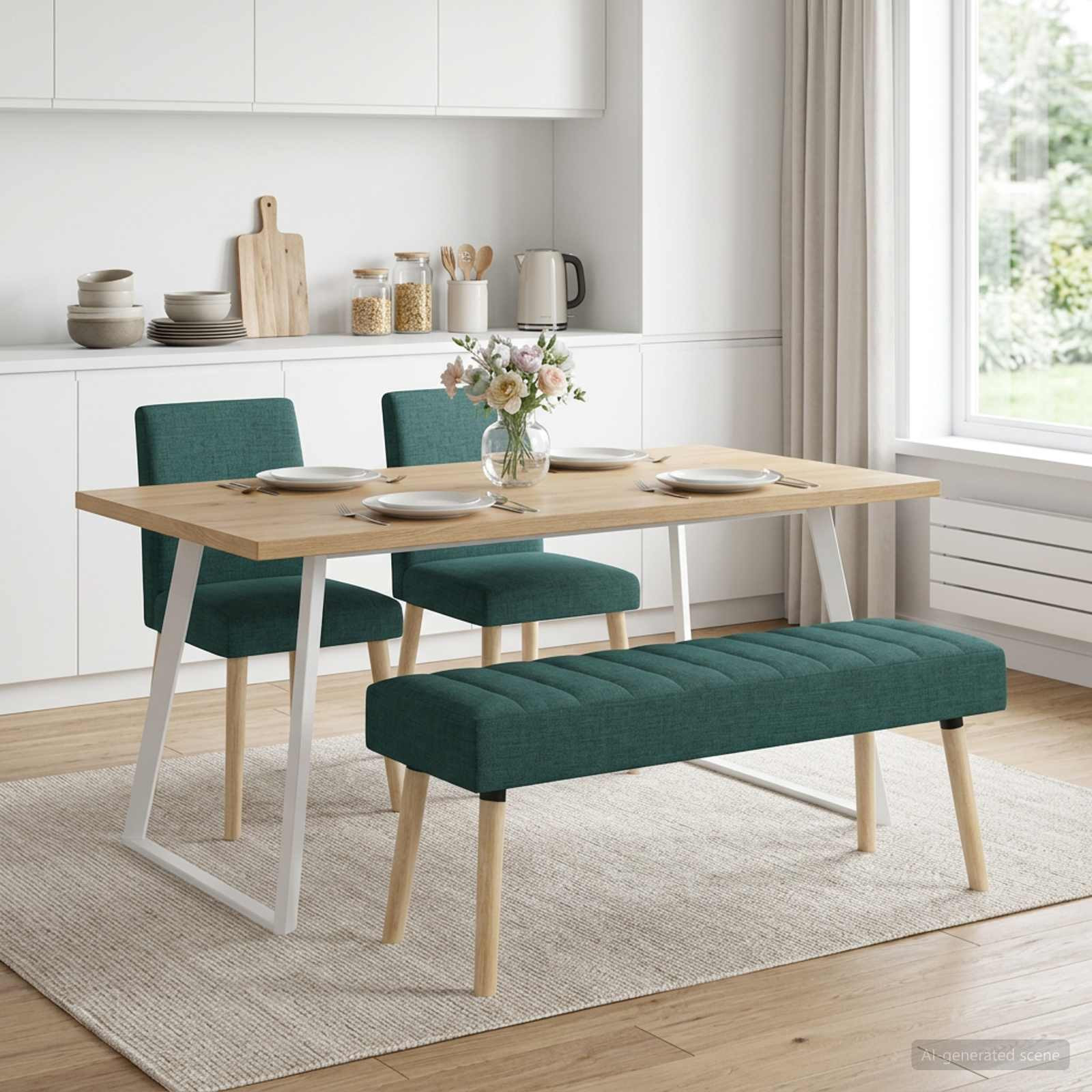 vidaXL Kanalgepolsterte Bank Dunkelgrün 110 x 40 x 46 cm Stoff