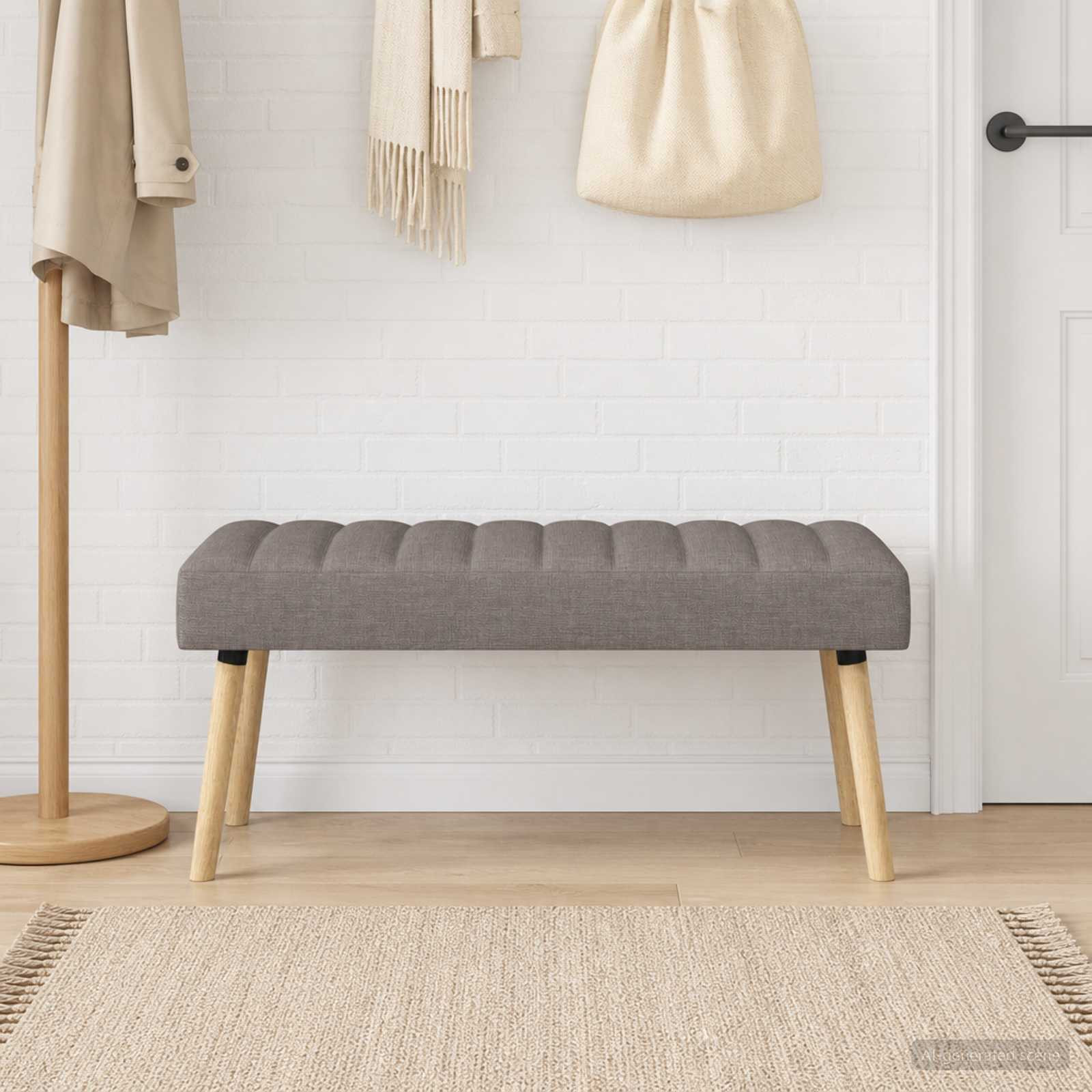 vidaXL Kanalgepolsterte Bank Taupe 110 x 40 x 46 cm Stoff