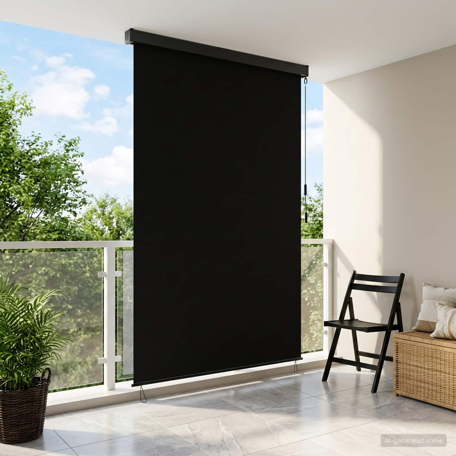 vidaXL Rollo Schwarz 100 x 250 cm Stoff und Aluminium