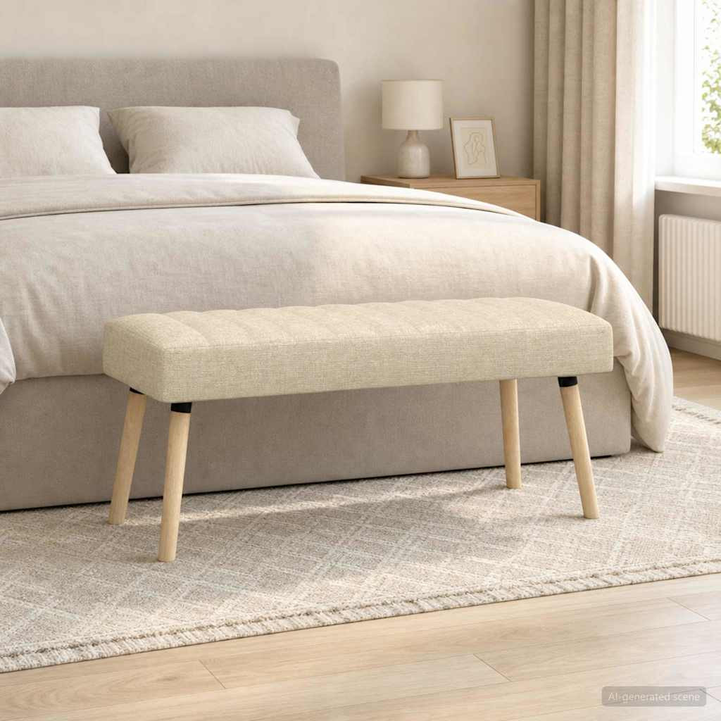 vidaXL Kanalgepolsterte Bank Creme 110 x 40 x 46 cm Stoff