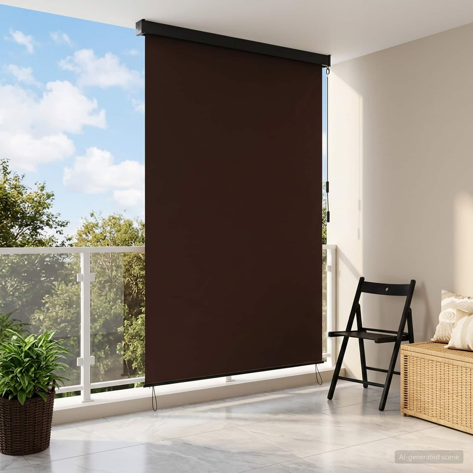 vidaXL Rollo Braun 100 x 250 cm Stoff und Aluminium