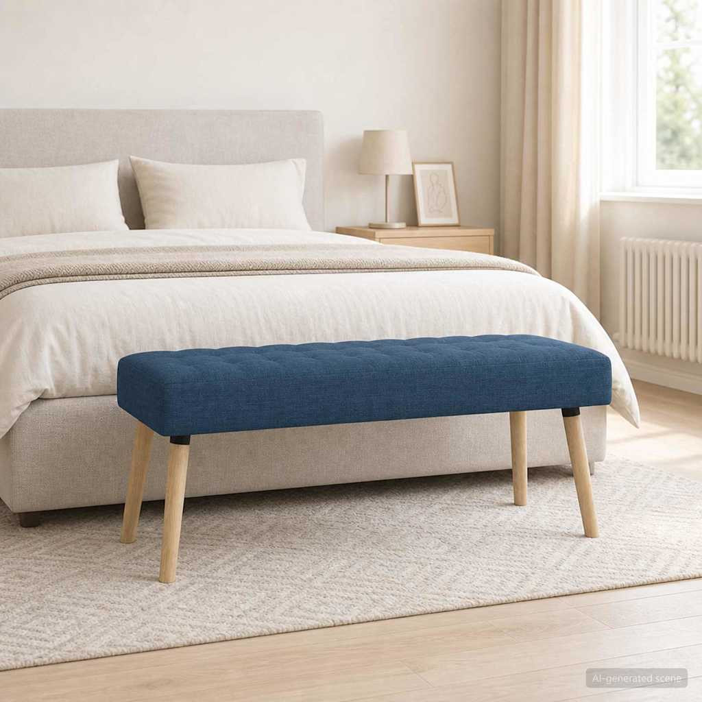 vidaXL Kanalgepolsterte Bank Blau 110 x 40 x 46 cm Stoff