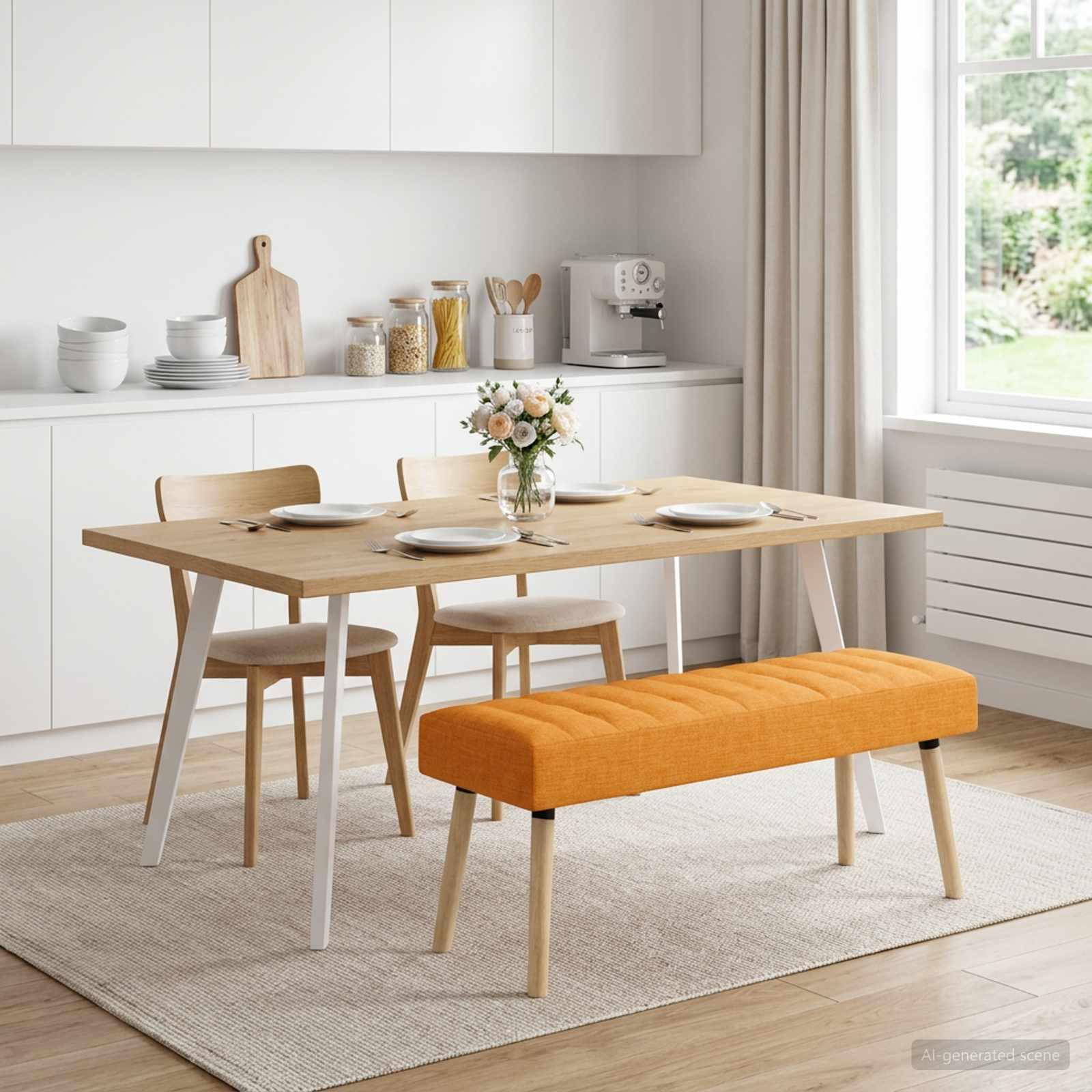 vidaXL Kanalgepolsterte Bank Dunkelgelb 110 x 40 x 46 cm Stoff