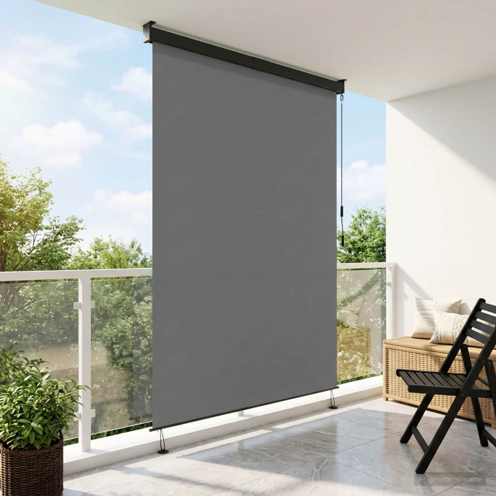 vidaXL Rollo Hellgrau 100 x 250 cm Stoff und Aluminium