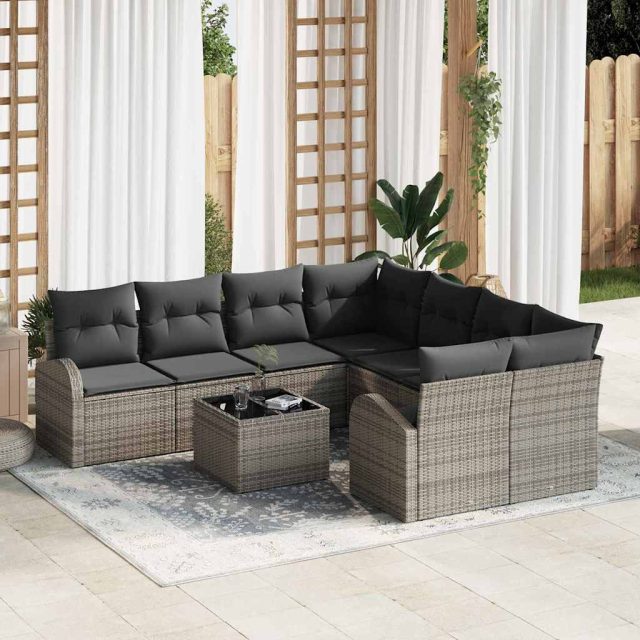 vidaXL Gartensofa-set Grau 55 x 55 x 37 cm Poly-Rattan
