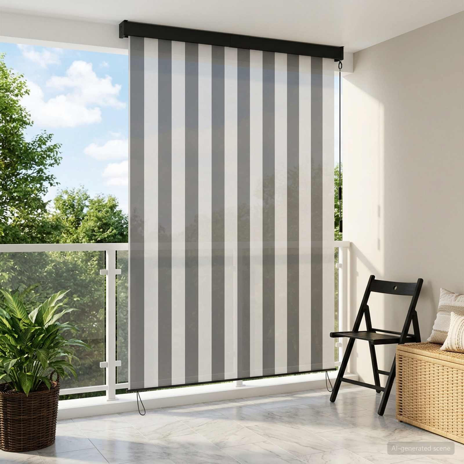 vidaXL Rollo Anthrazit und Weiß 100 x 250 cm Stoff und Aluminium