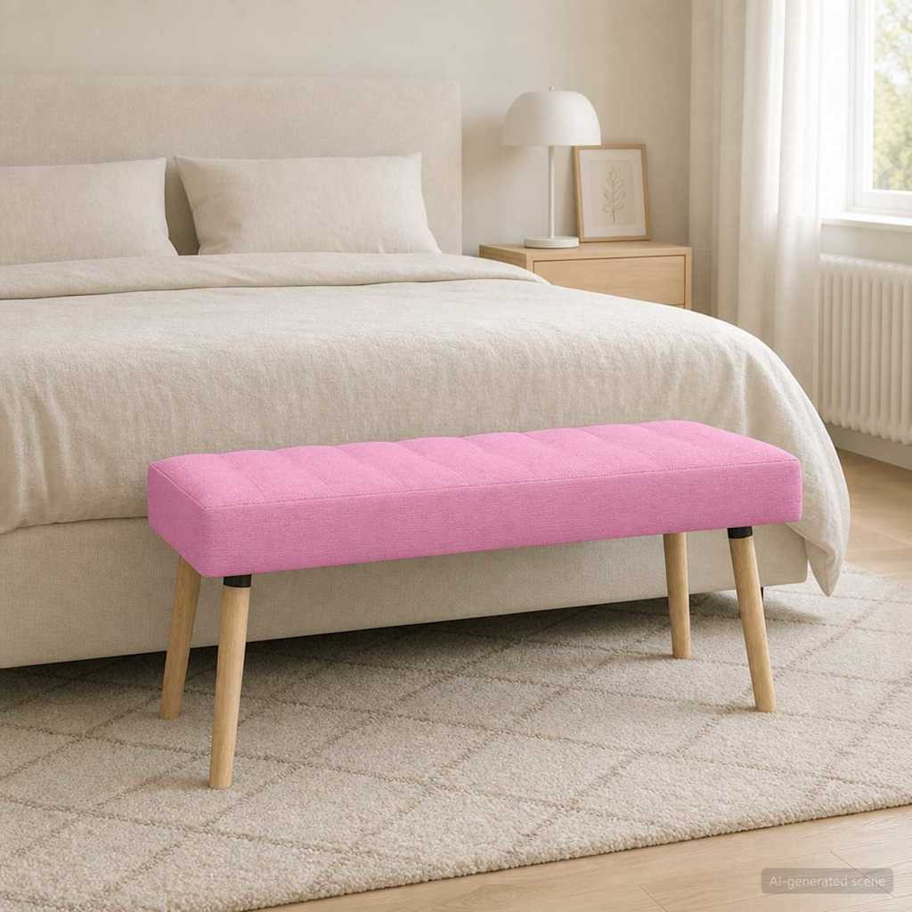 vidaXL Kanalgepolsterte Bank Rosa 110 x 40 x 46 cm Stoff
