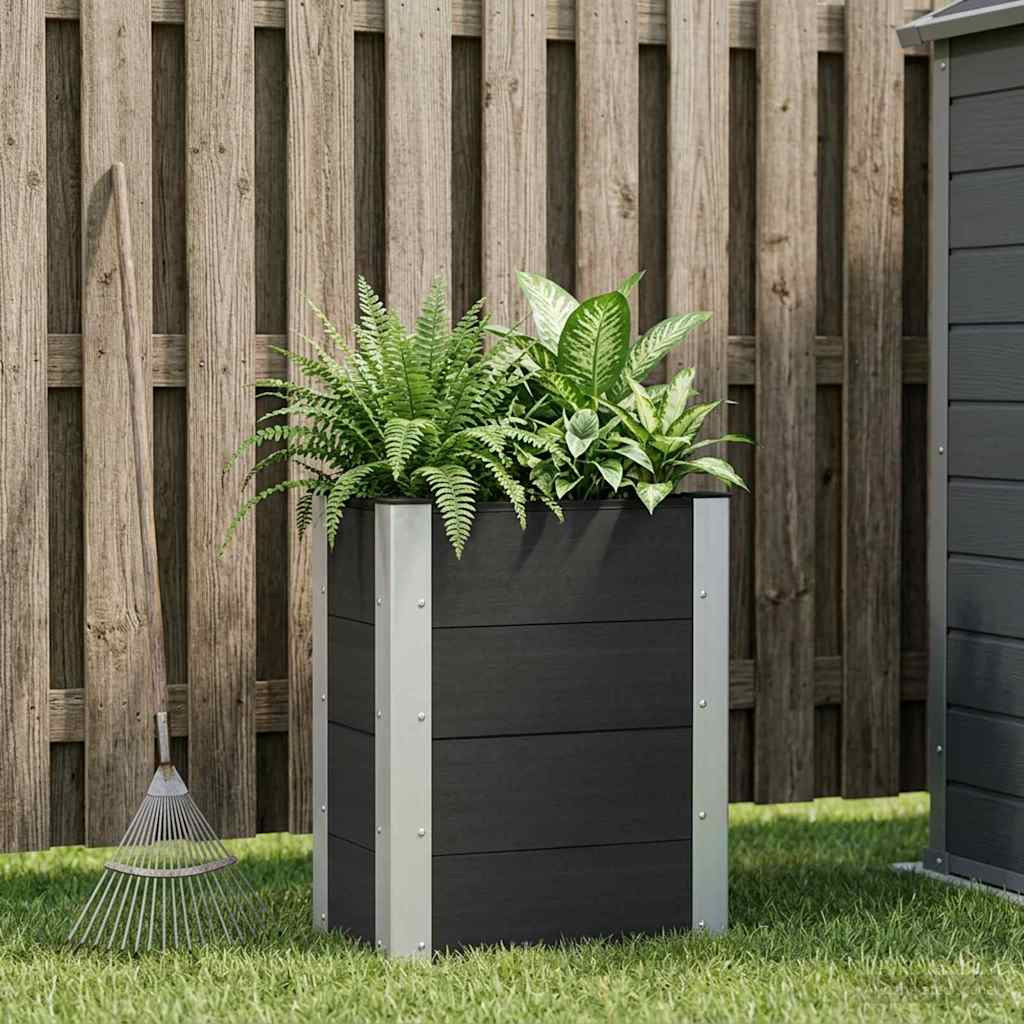vidaXL Hochbeet Schwarz 50 x 30 x 72 cm WPC und Aluminium