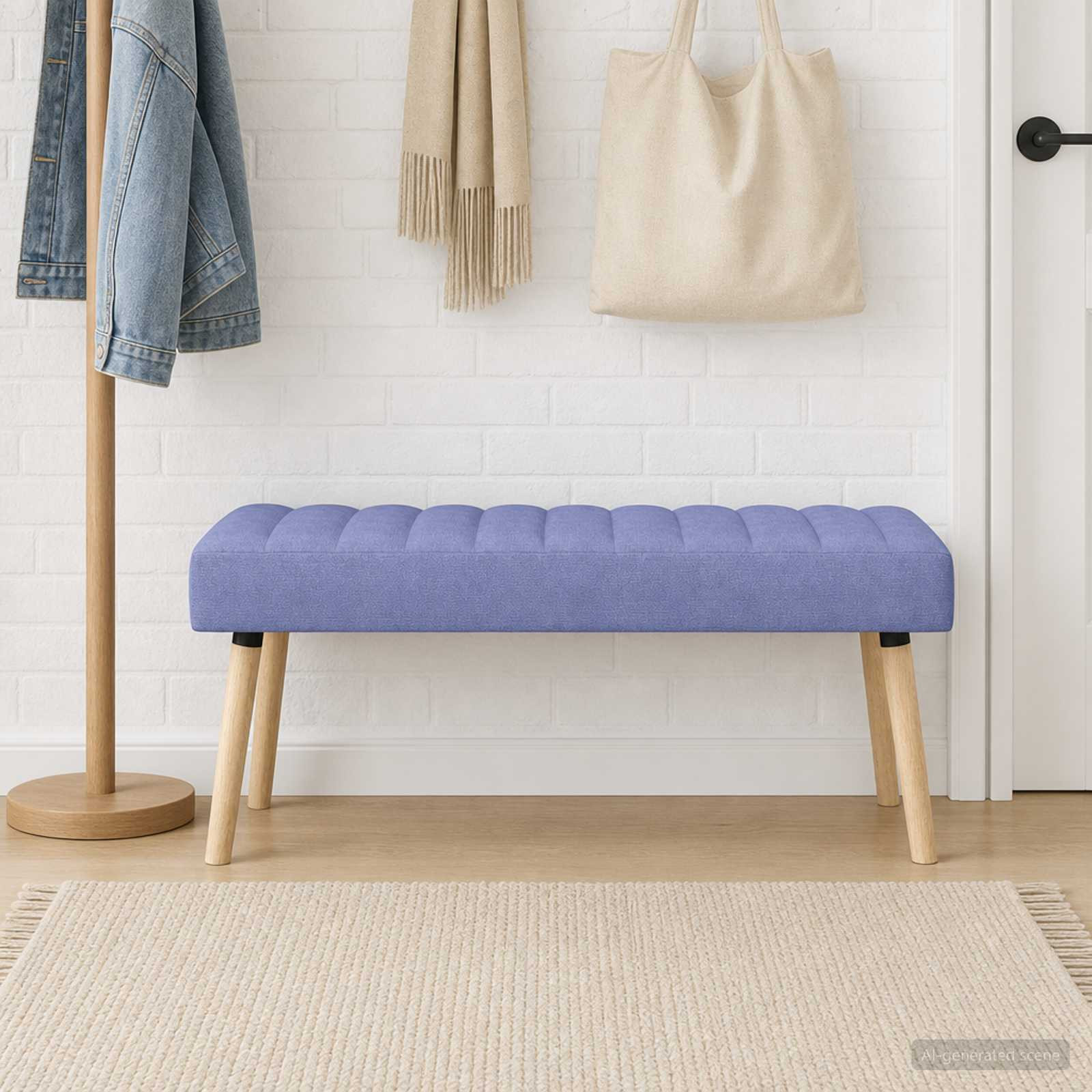 vidaXL Kanalgepolsterte Bank Jeans blau 110 x 40 x 46 cm Stoff