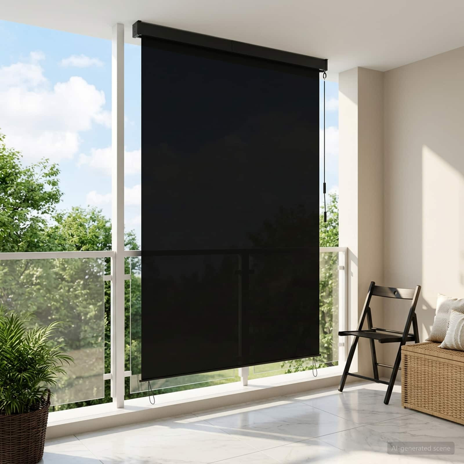 vidaXL Rollo Schwarz 120 x 250 cm Stoff und Aluminium