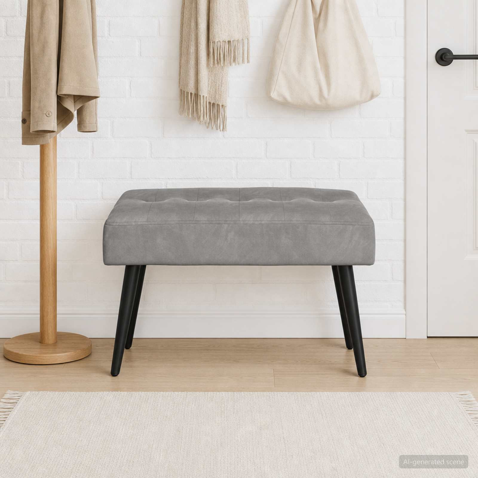 vidaXL Bank mit Knopfheftung Hellgrau 60 x 40 x 45 cm Samt