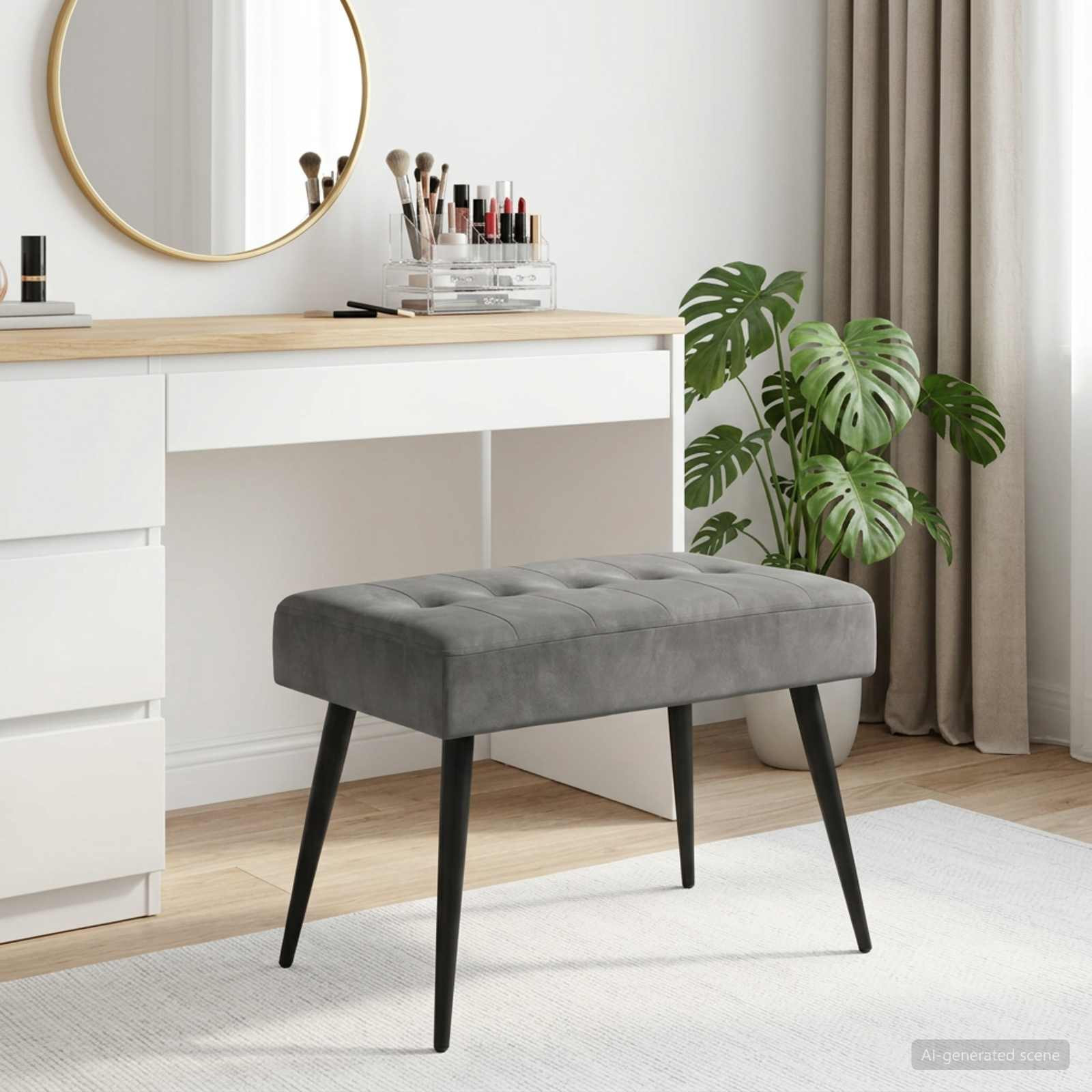 vidaXL Bank mit Knopfheftung Dunkelgrau 60 x 40 x 45 cm Samt