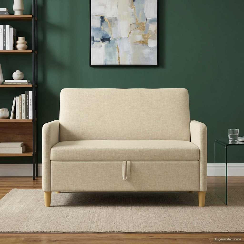 vidaXL Sofa mit Stauraum Creme 122 x 78 x 87 cm Polyester