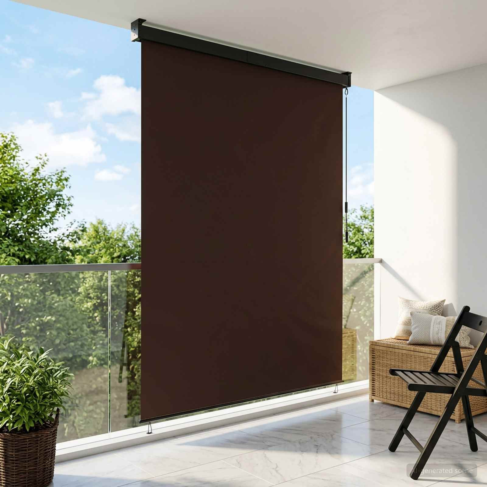 vidaXL Rollo Braun 120 x 250 cm Stoff und Aluminium