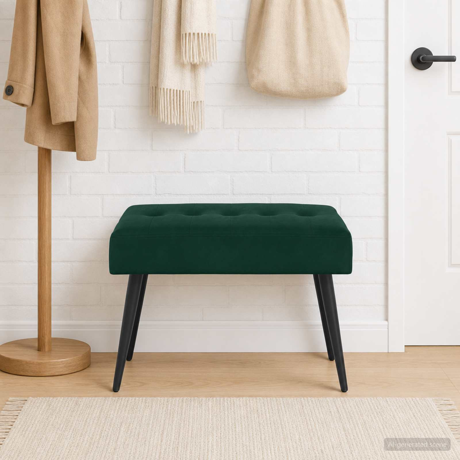 vidaXL Bank mit Knopfheftung Dunkelgrün 60 x 40 x 45 cm Samt