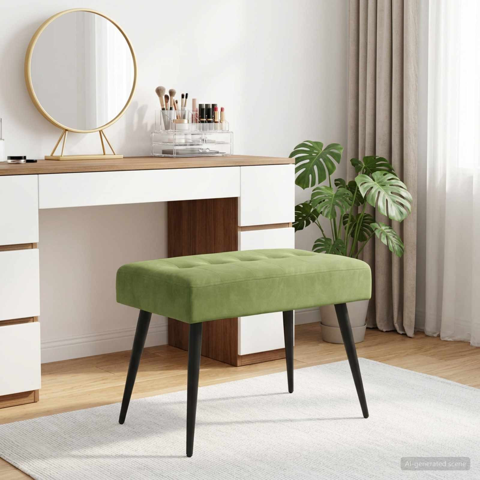 vidaXL Bank mit Knopfheftung Hellgrün 60 x 40 x 45 cm Samt